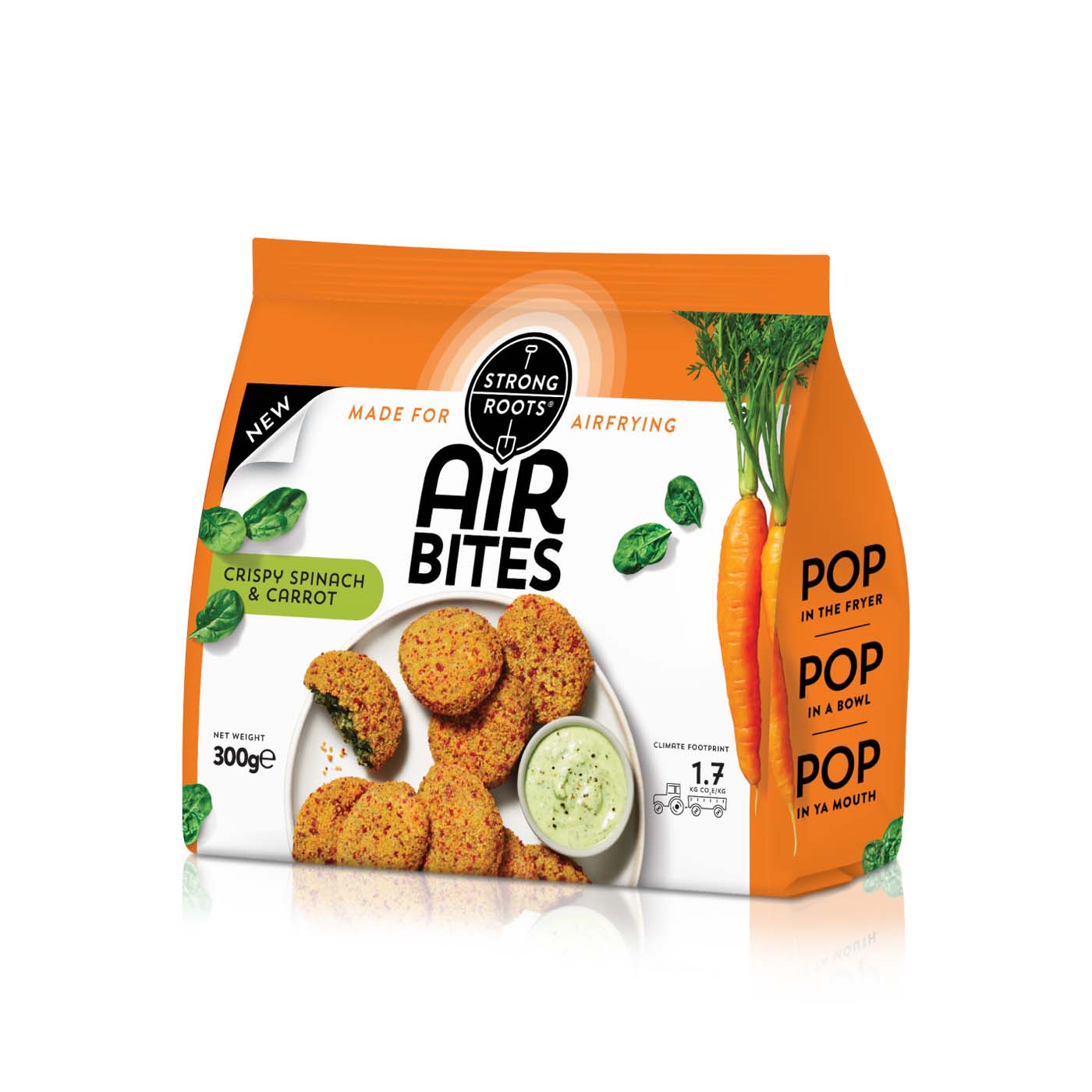 Strong Roots Frozen Airbites Crispy Spinach and Carrot 300g