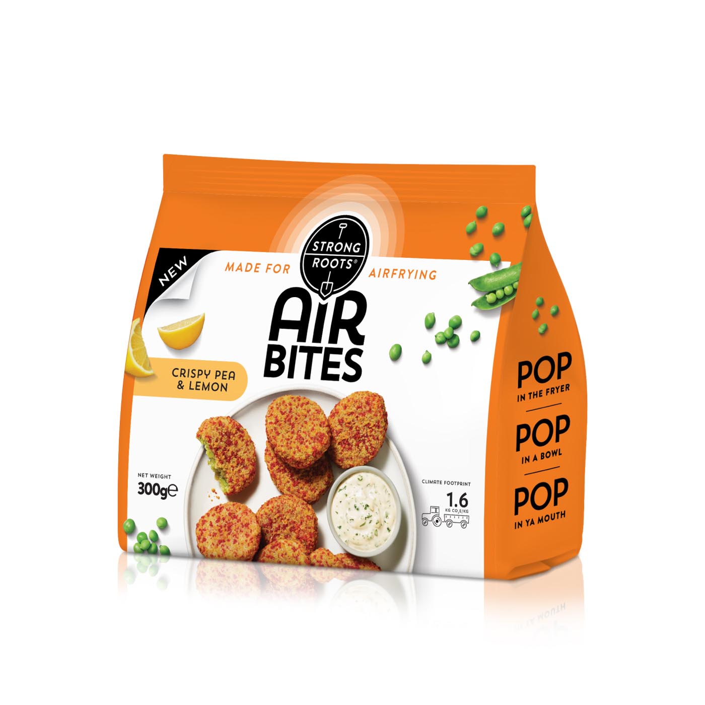 Strong Roots Frozen Airbites Crispy Pea and Lemon 300g