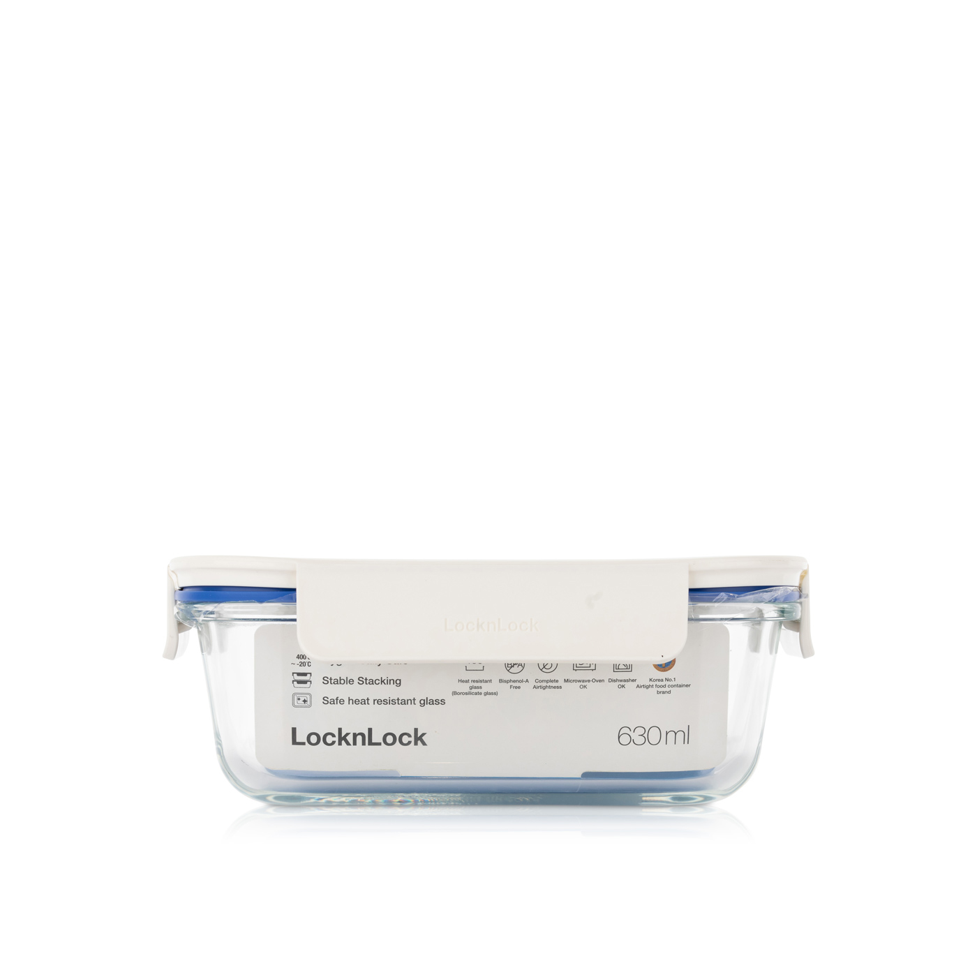 Lock & Lock Glass Clear Rectangle White 630ml
