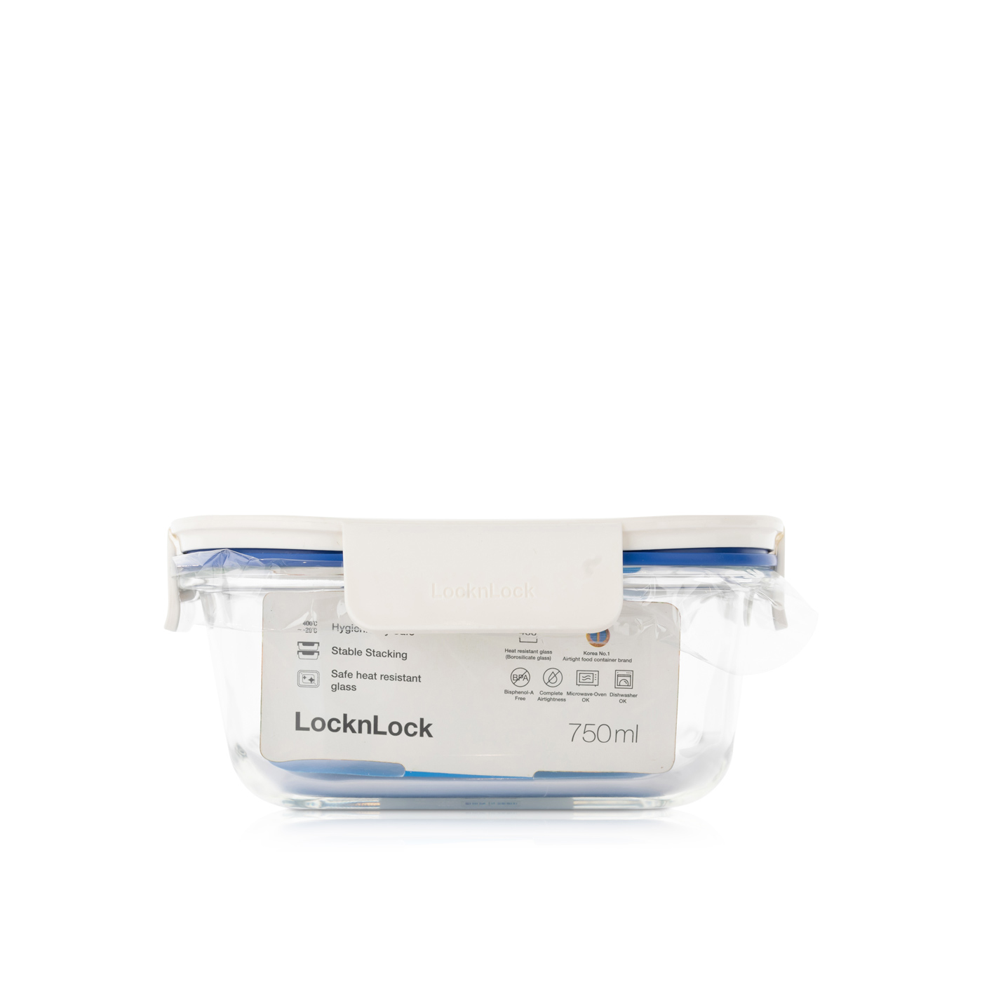 Lock & Lock Glass Clear Square White 750ml