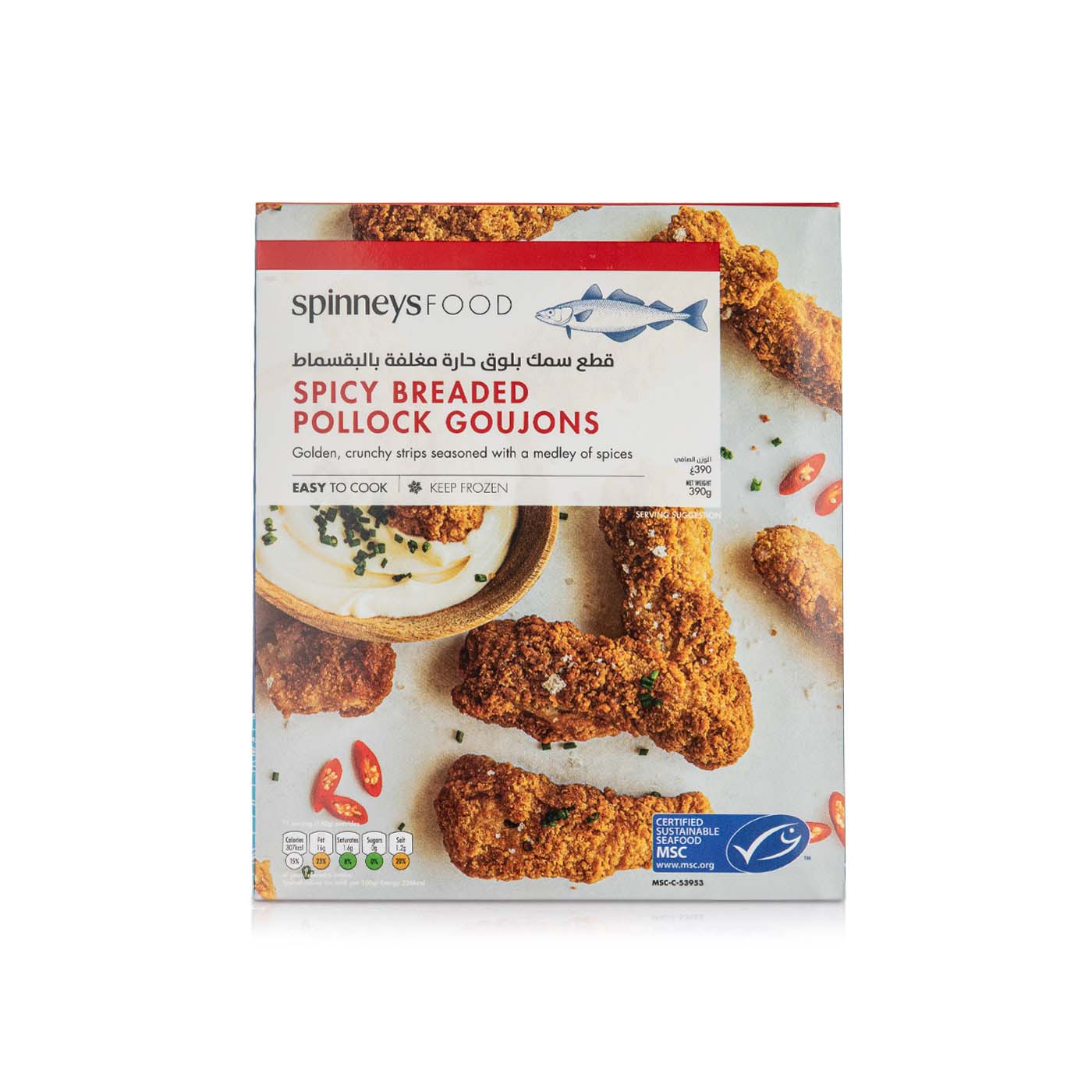 Spinneysfood Frozen Spicy Breaded Pollock Goujons 390g