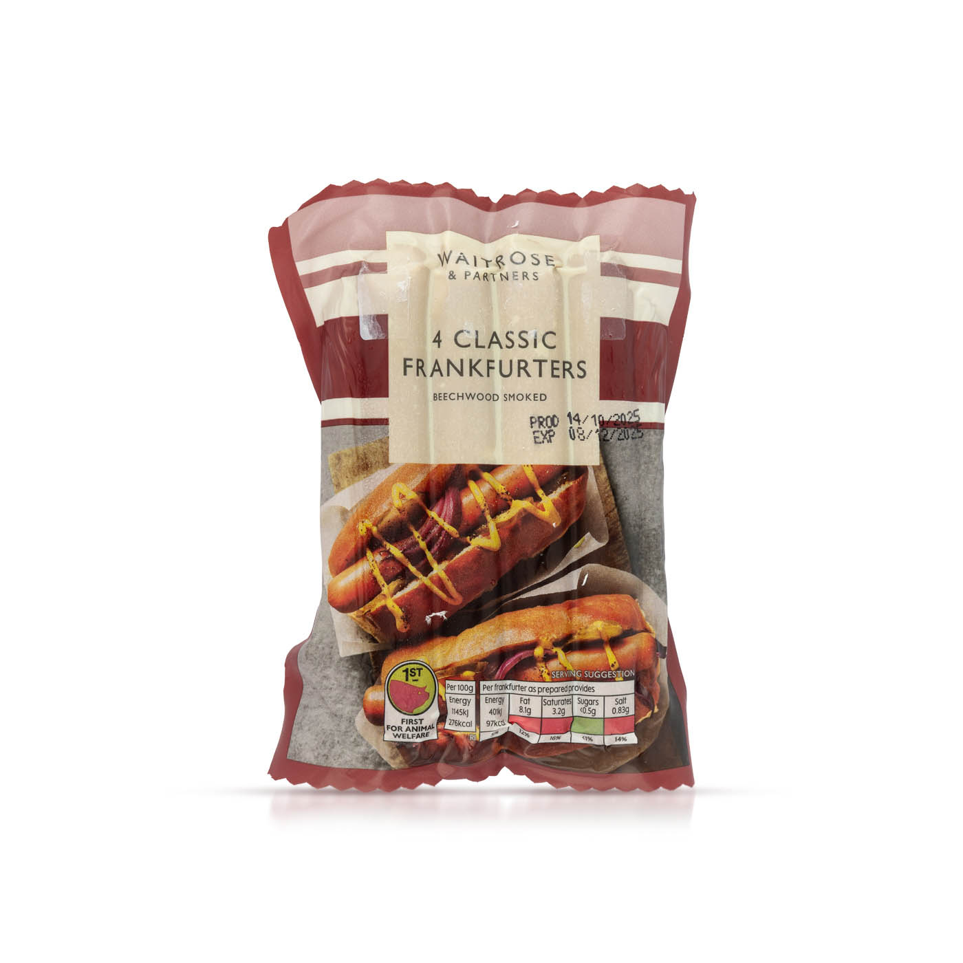 Waitrose 4 Classic Pork Frankfurters 140g