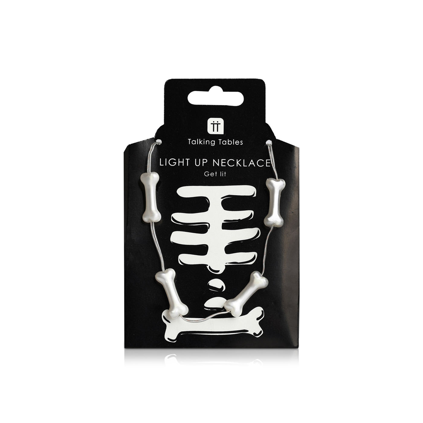 Talking Tables Halloween Skeleton Bone Light-Up LED Necklace