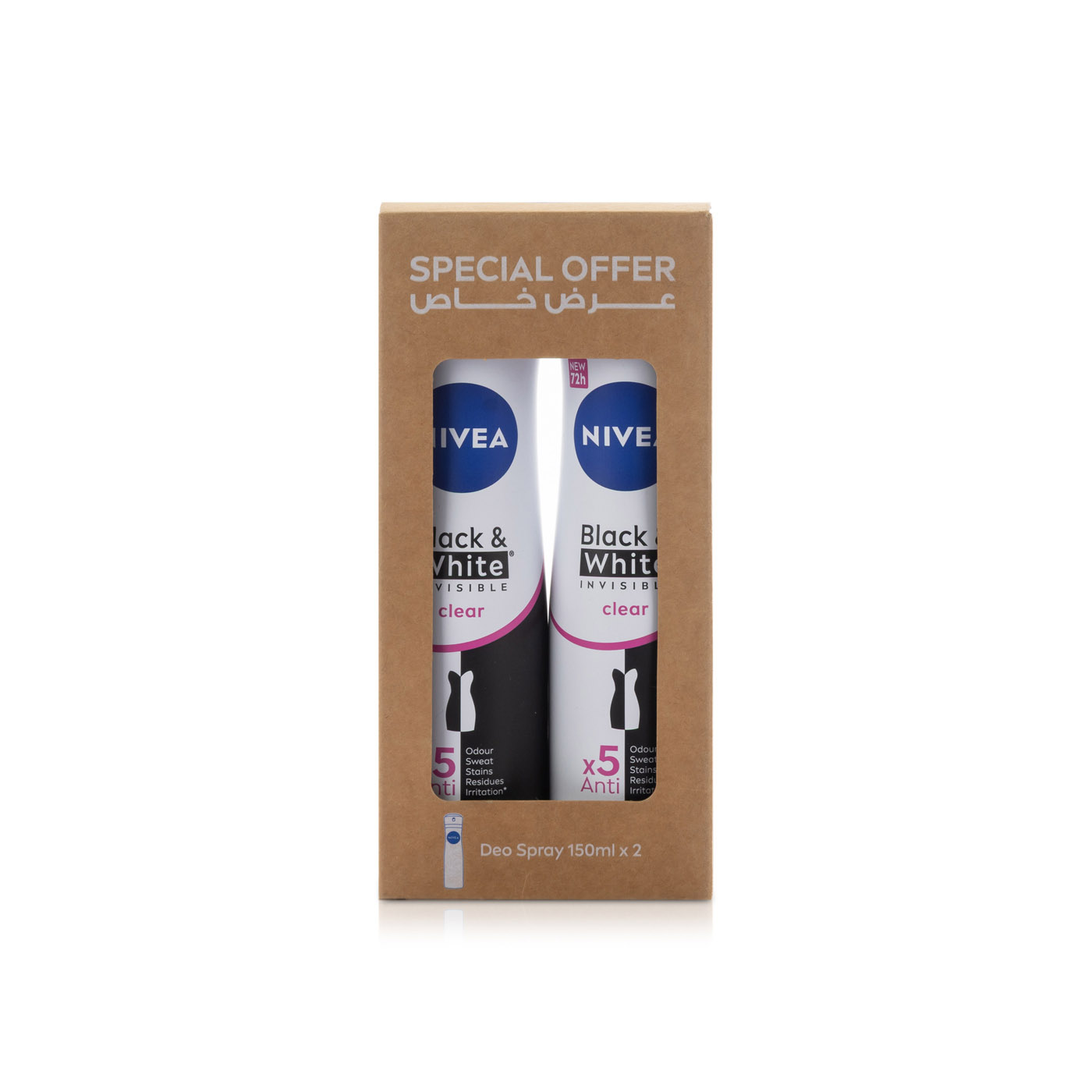 Nivea Deo Spray Black & White Female 150ml x 2