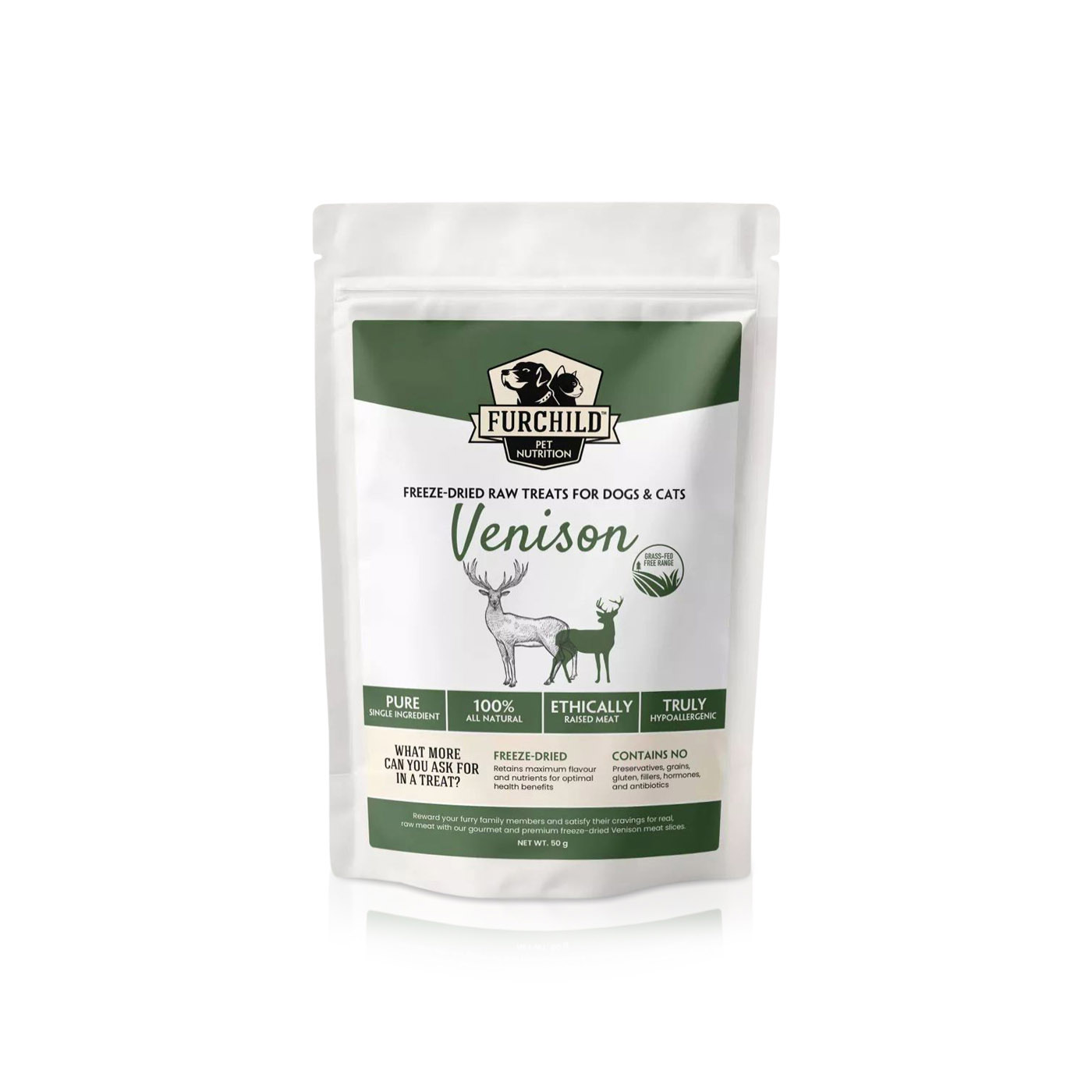 Furchild Free Range Venison Treats for Dogs & Cats 50g
