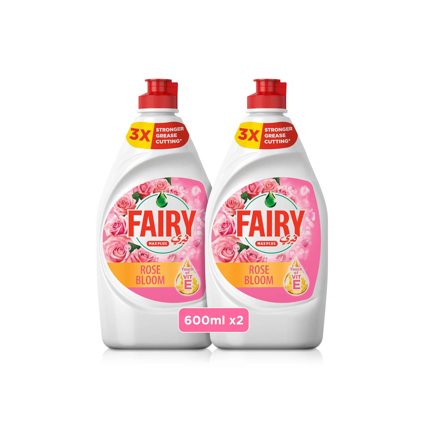 Fairy Rose Bloom Max Plus Washing Up Liquid 600ml x 2