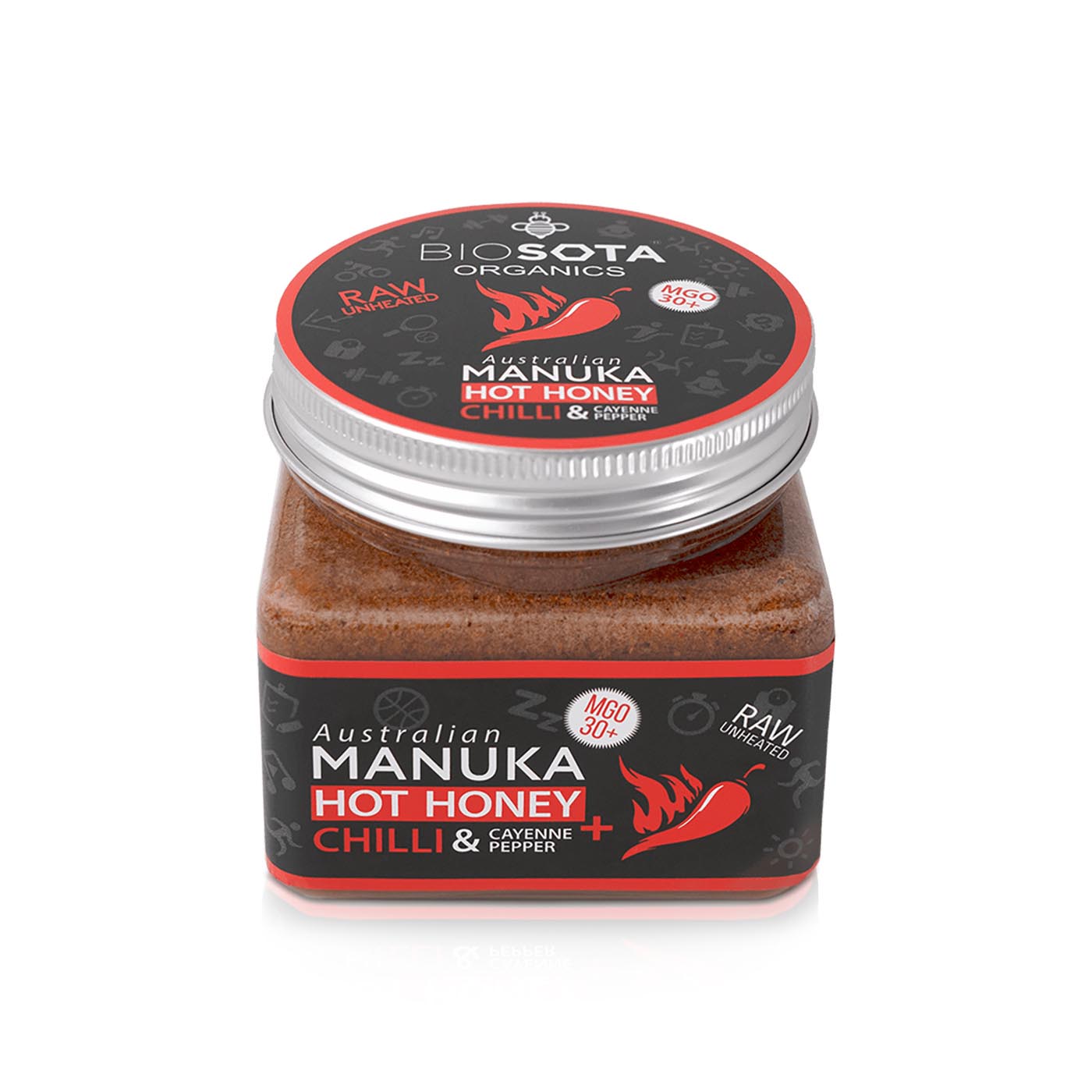 Biosota Organics Manuka MGO30 Chilli and Cayenne Pepper Hot Honey 350g