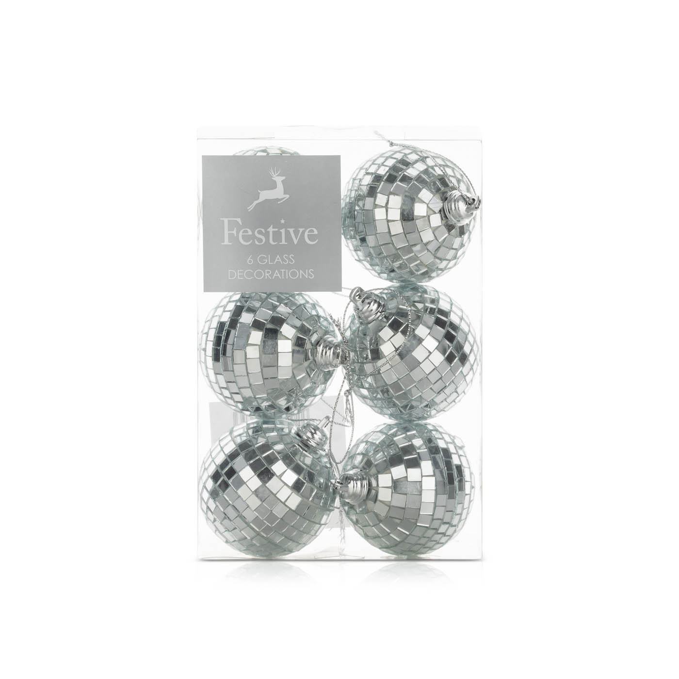Festive Mirror Balls Silver 6cm x 6