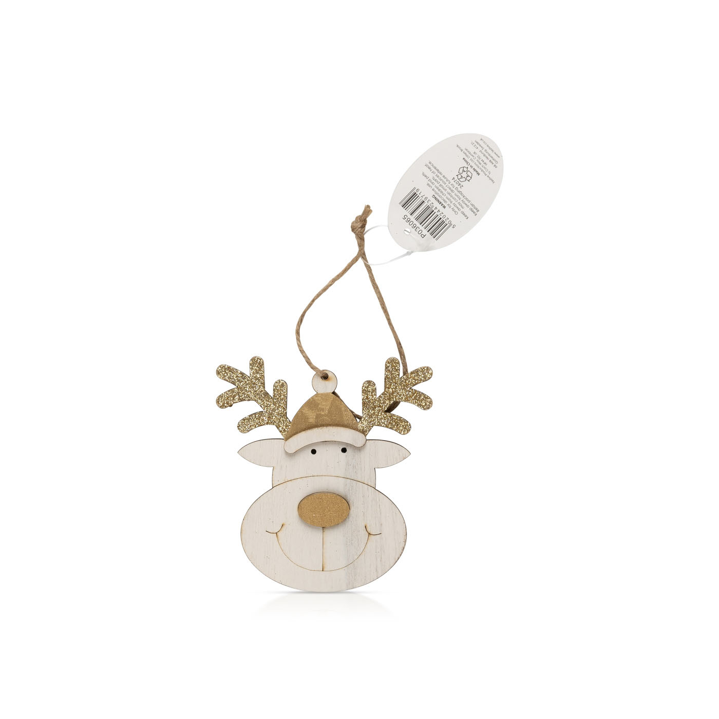 Festive Wooden Reindeer Ornament 10cm