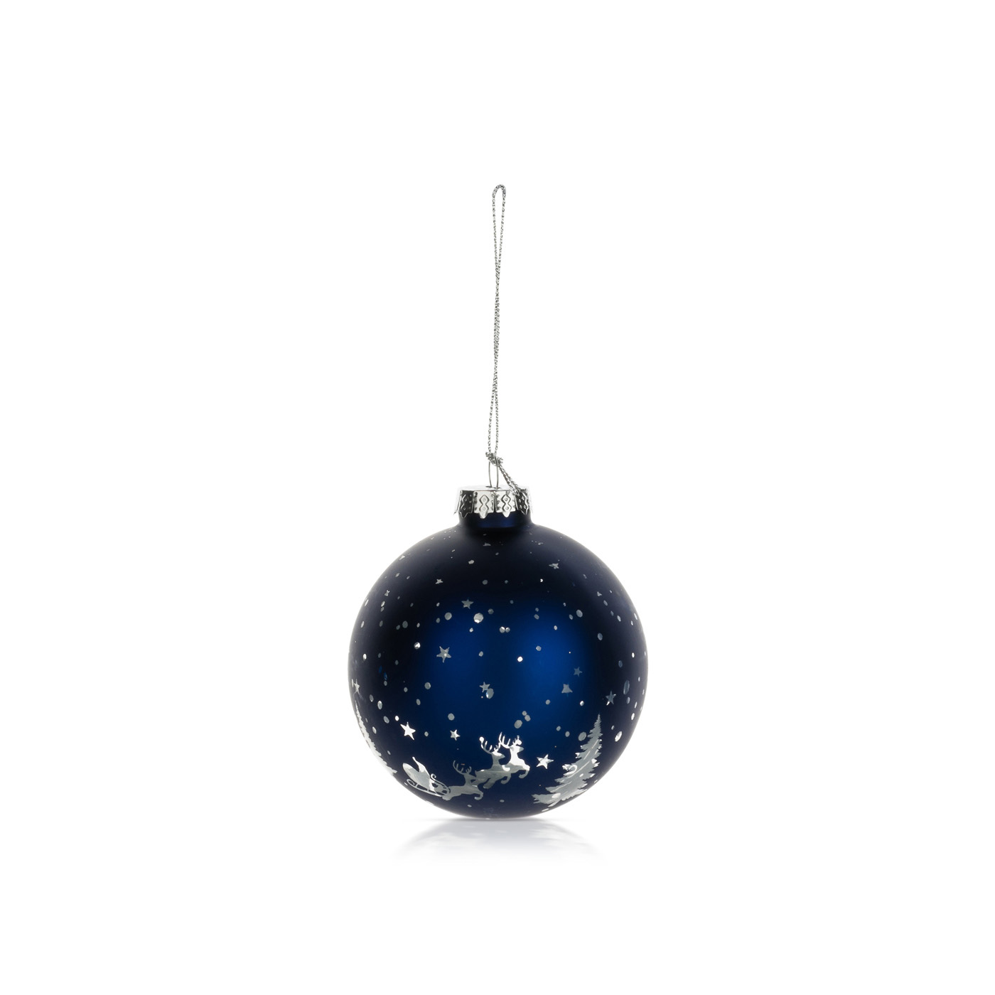Festive Bauble Matt Blue 80mm