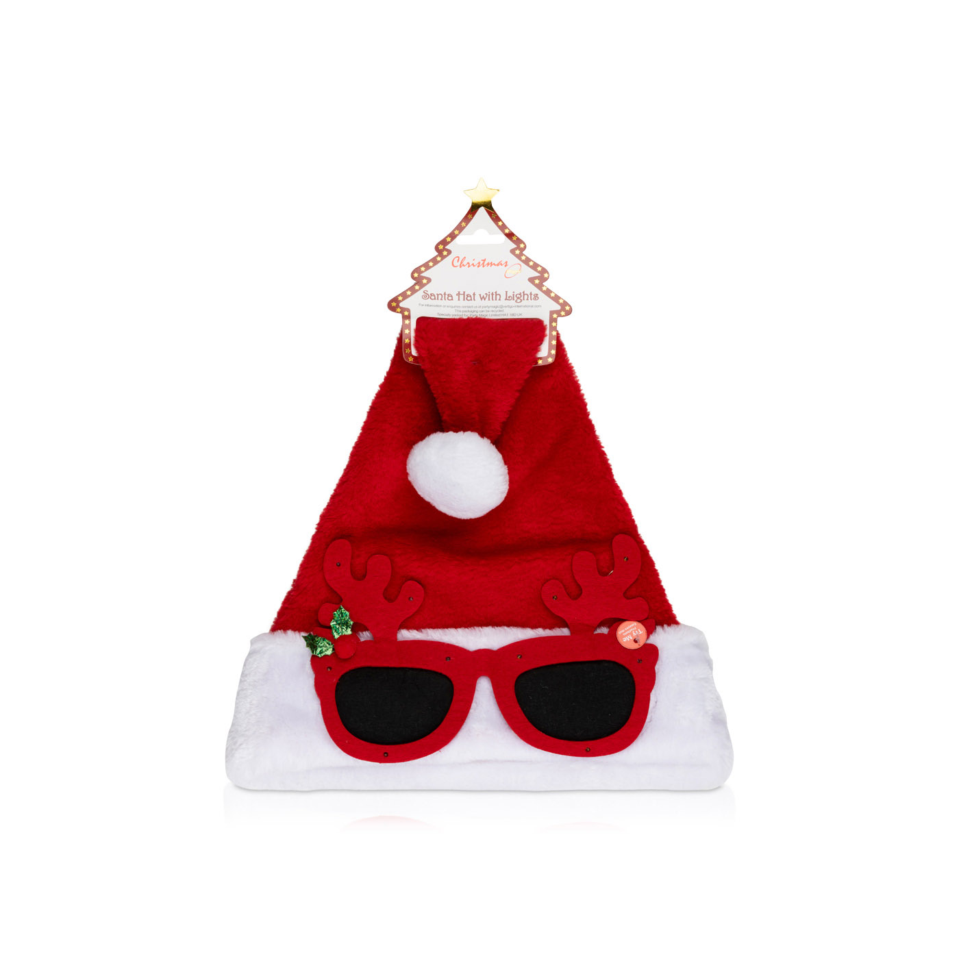 Christmas Magic Christmas Santa Hat with LED Glasses