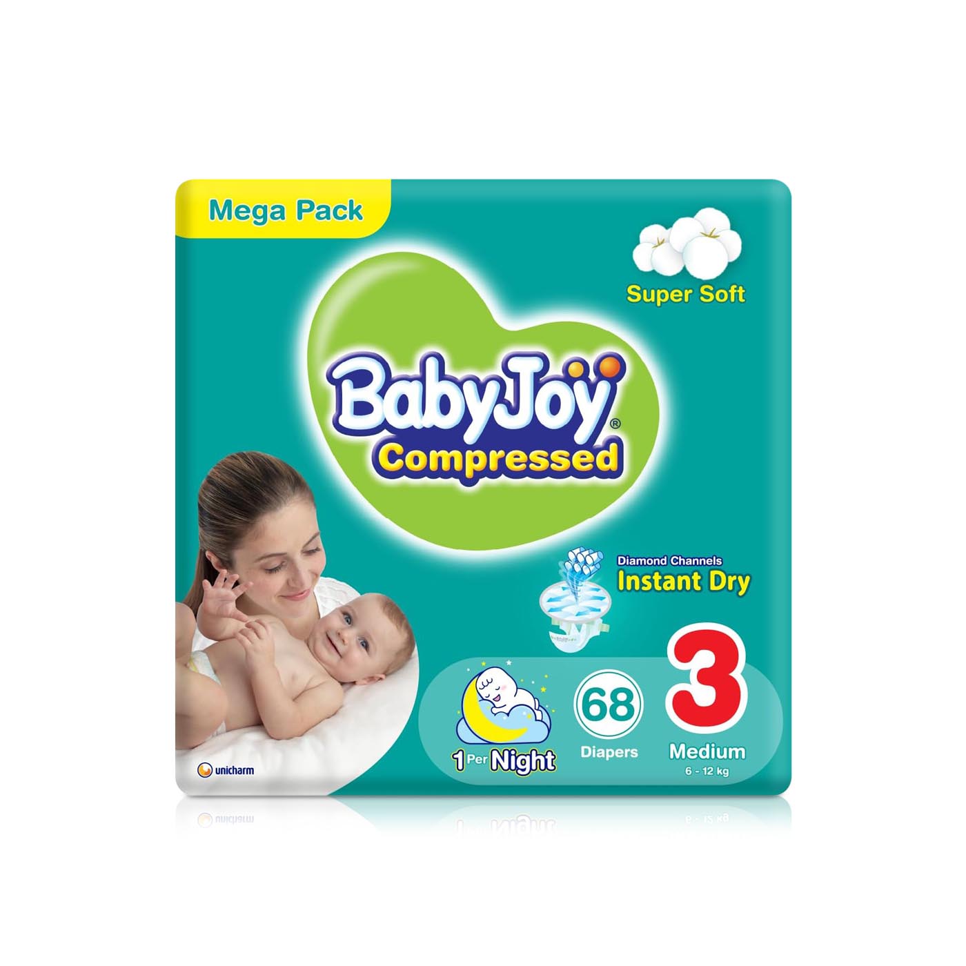 BabyJoy Mega Pack Diapers Size 3 Medium x 68
