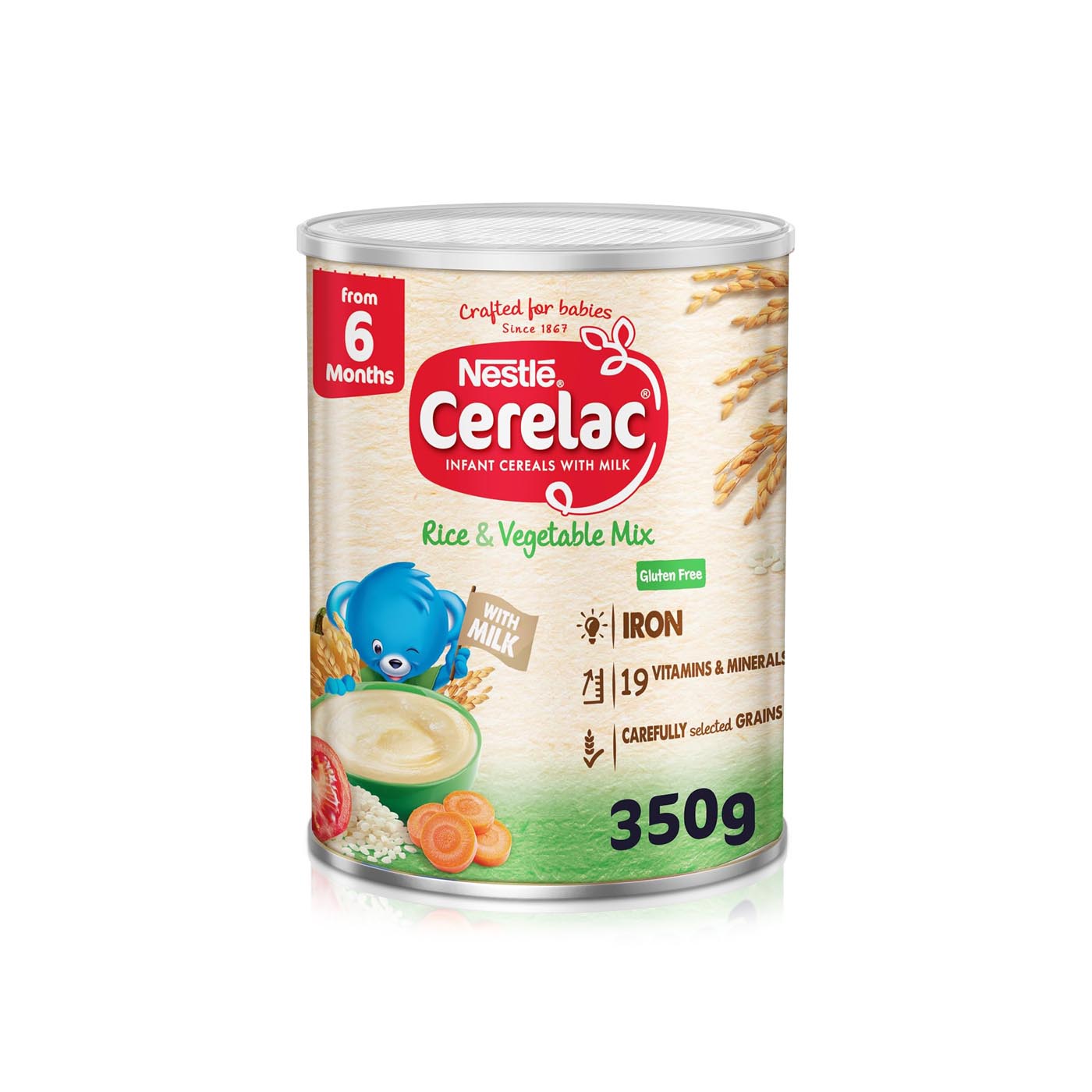 Nestlé Cerelac Rice & Vegetable Mix Infant Cereal with Milk 350g (6+ Months)