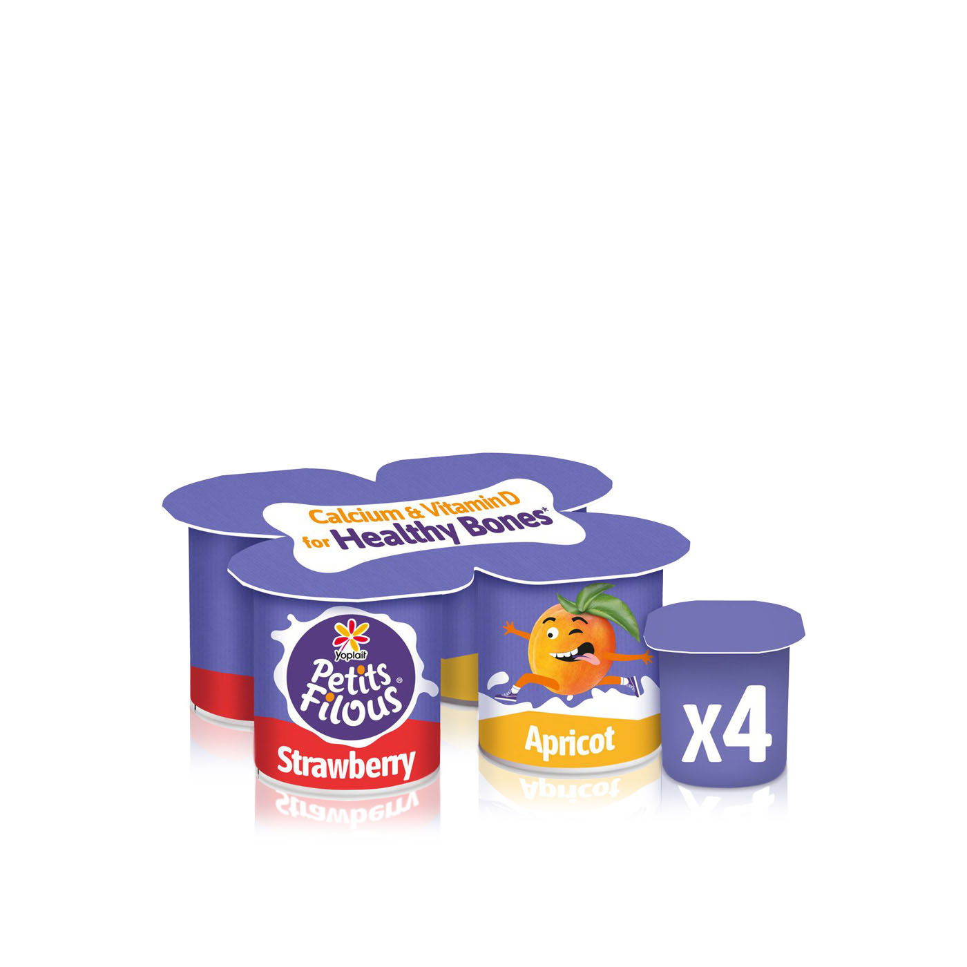 Petit Filous Kids Strawberry & Apricot Yoghurt Pots 340g x 4