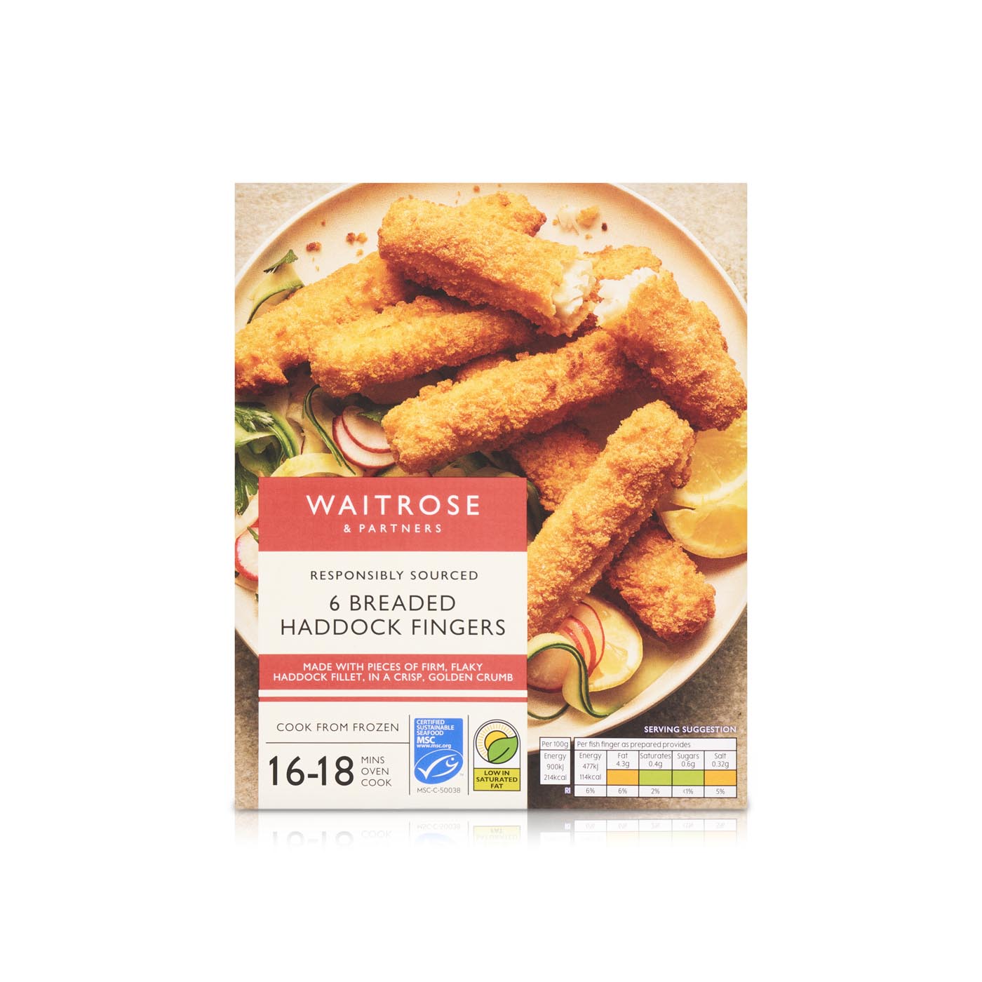 Waitrose Frozen Chunky Breaded Haddock Fish Fingers 330G