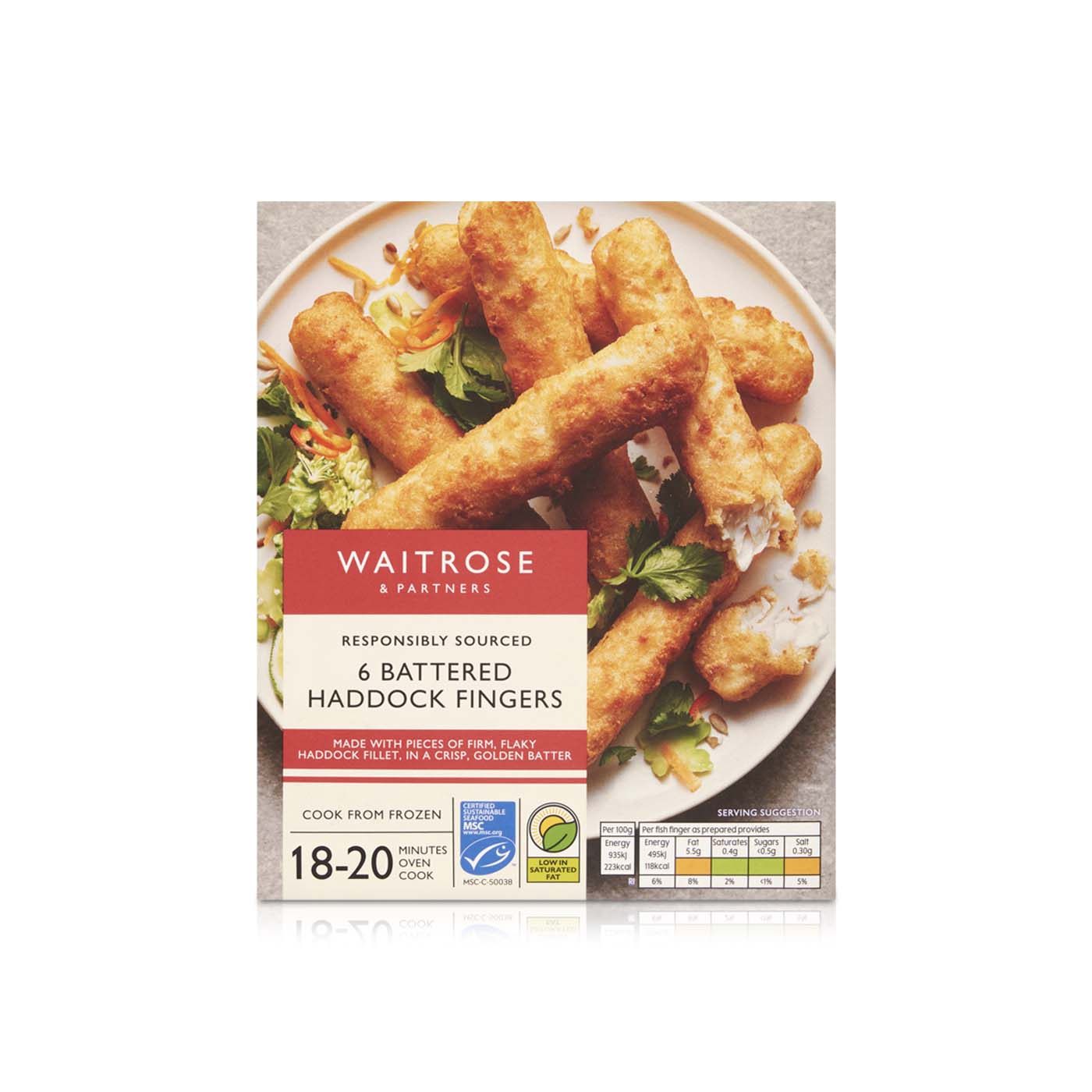 Waitrose Frozen Battered Haddock Fingers 330g