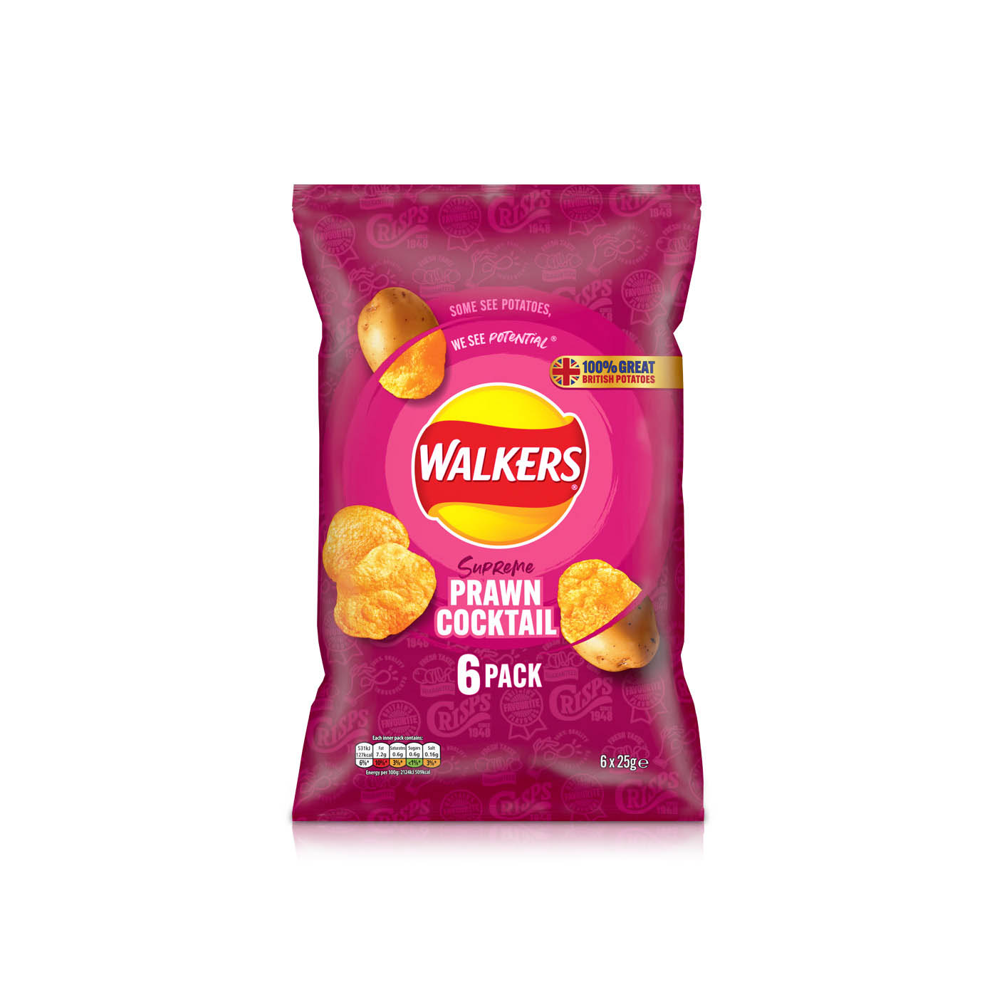 Walkers Prawn Cocktail Crisps 6 x 25g