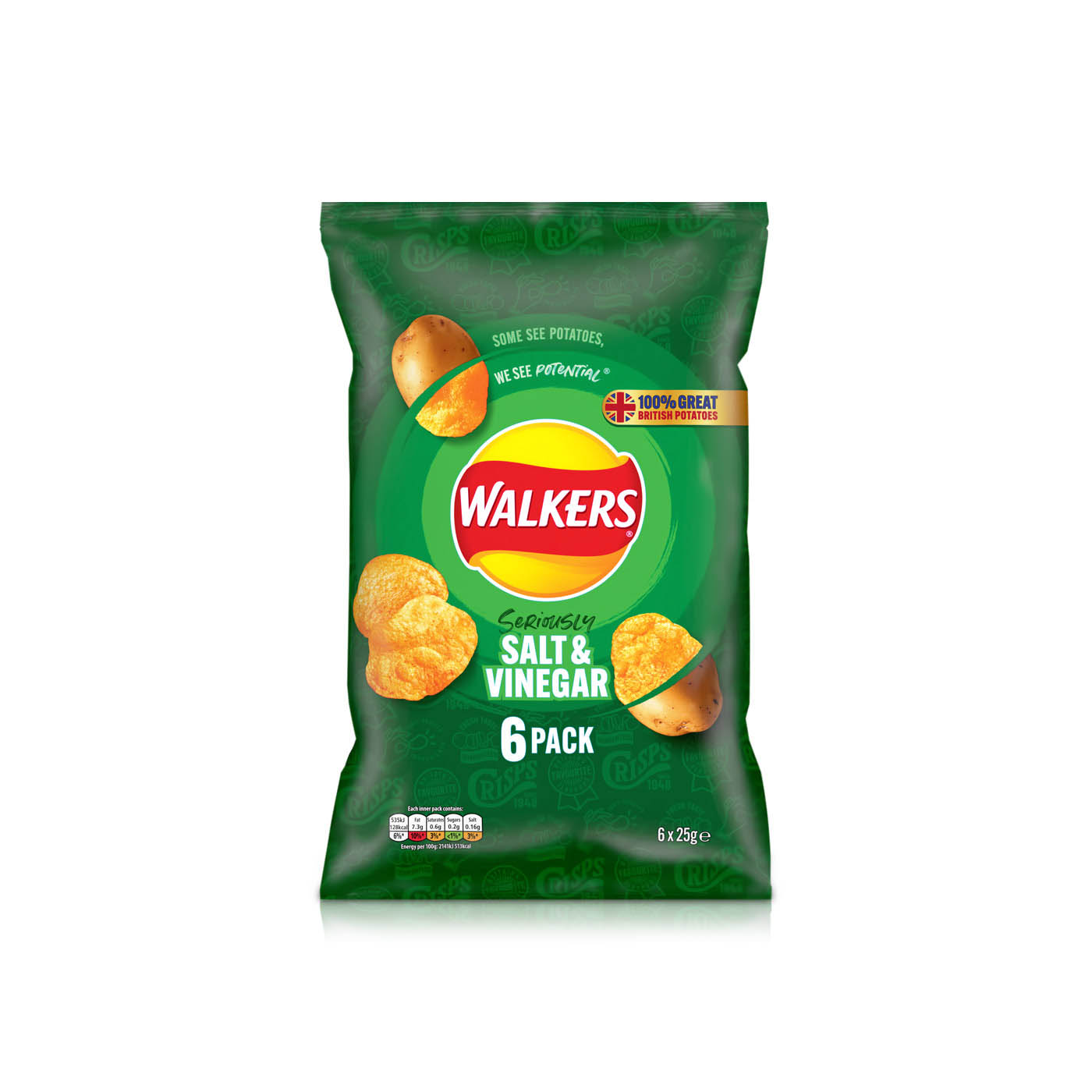 Walkers Salt & Vinegar Crisps 6x25g