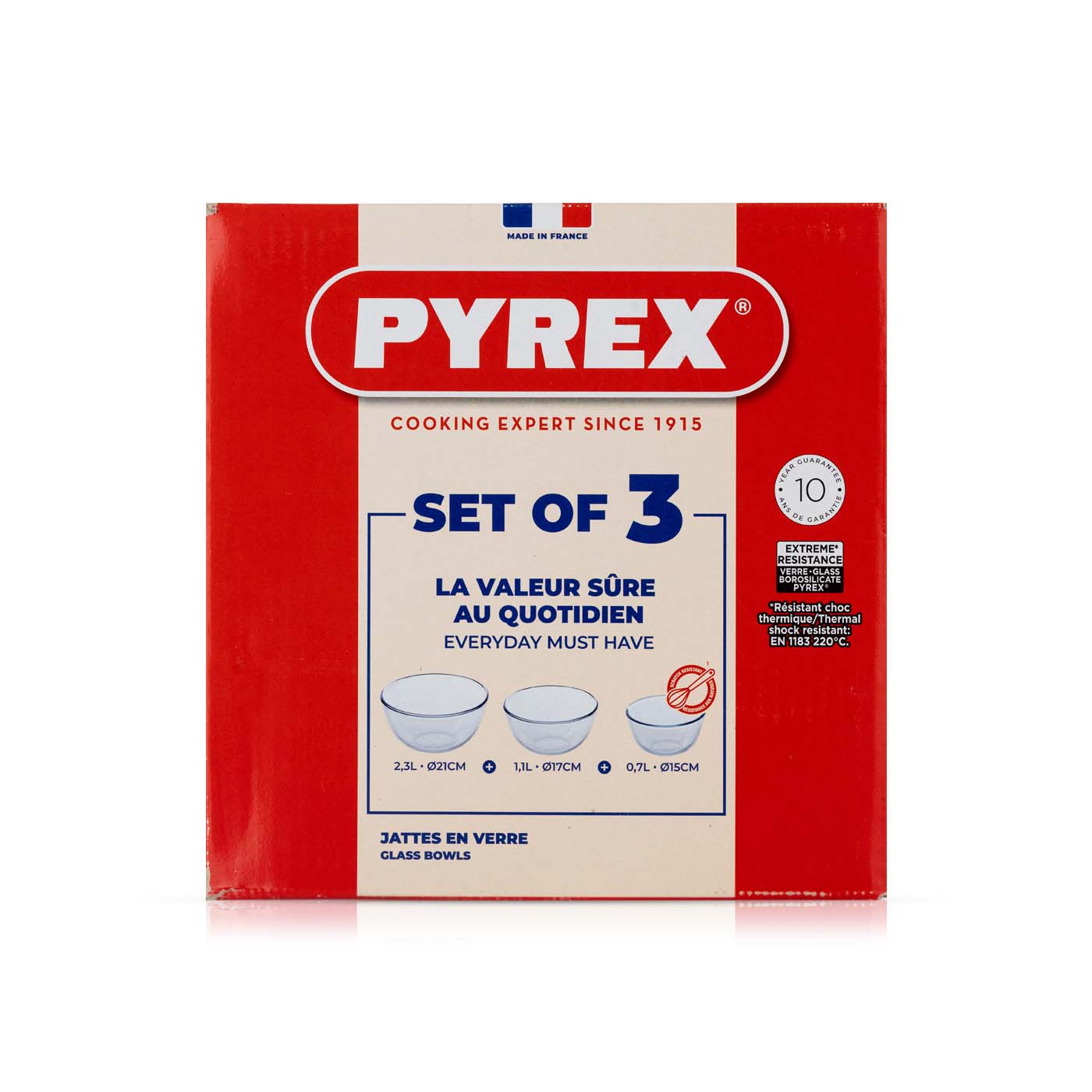 Pyrex Mixing Bowl Set 3 Piece Glass