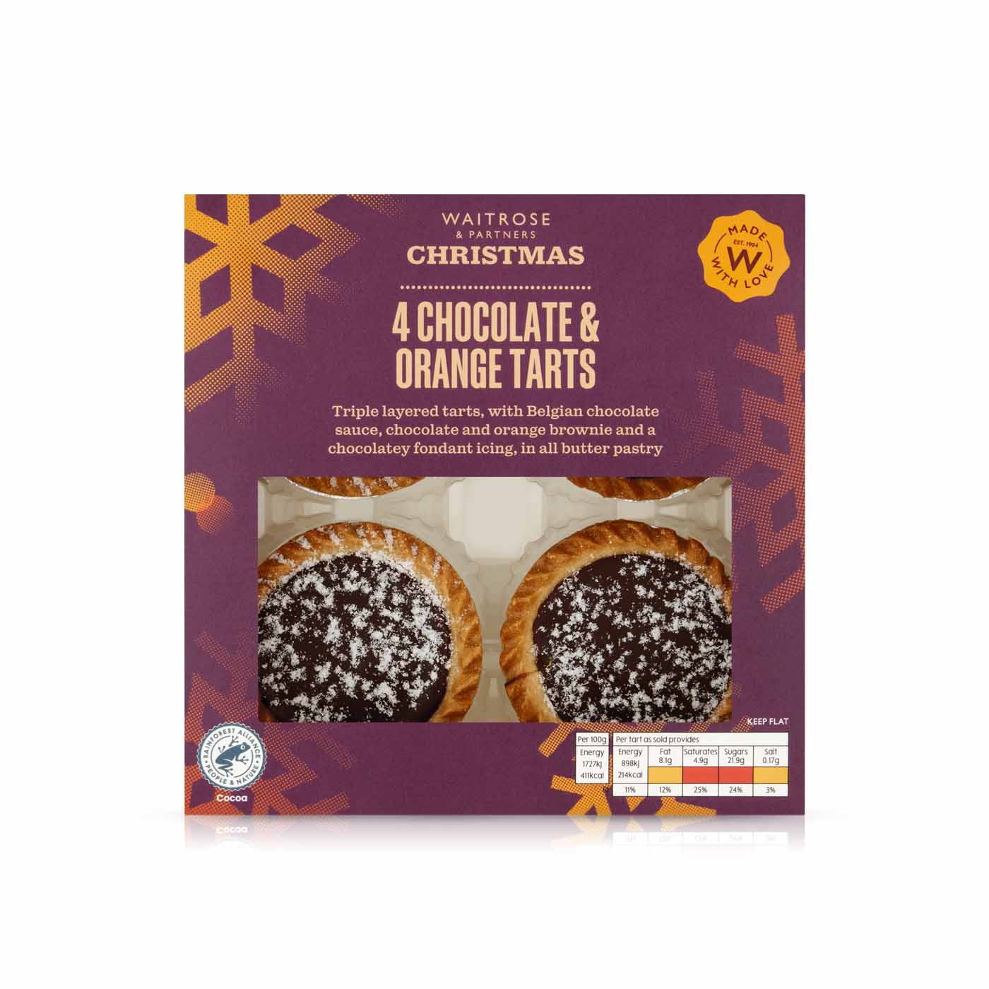 Waitrose Chocolate and Orange Tarts x 4
