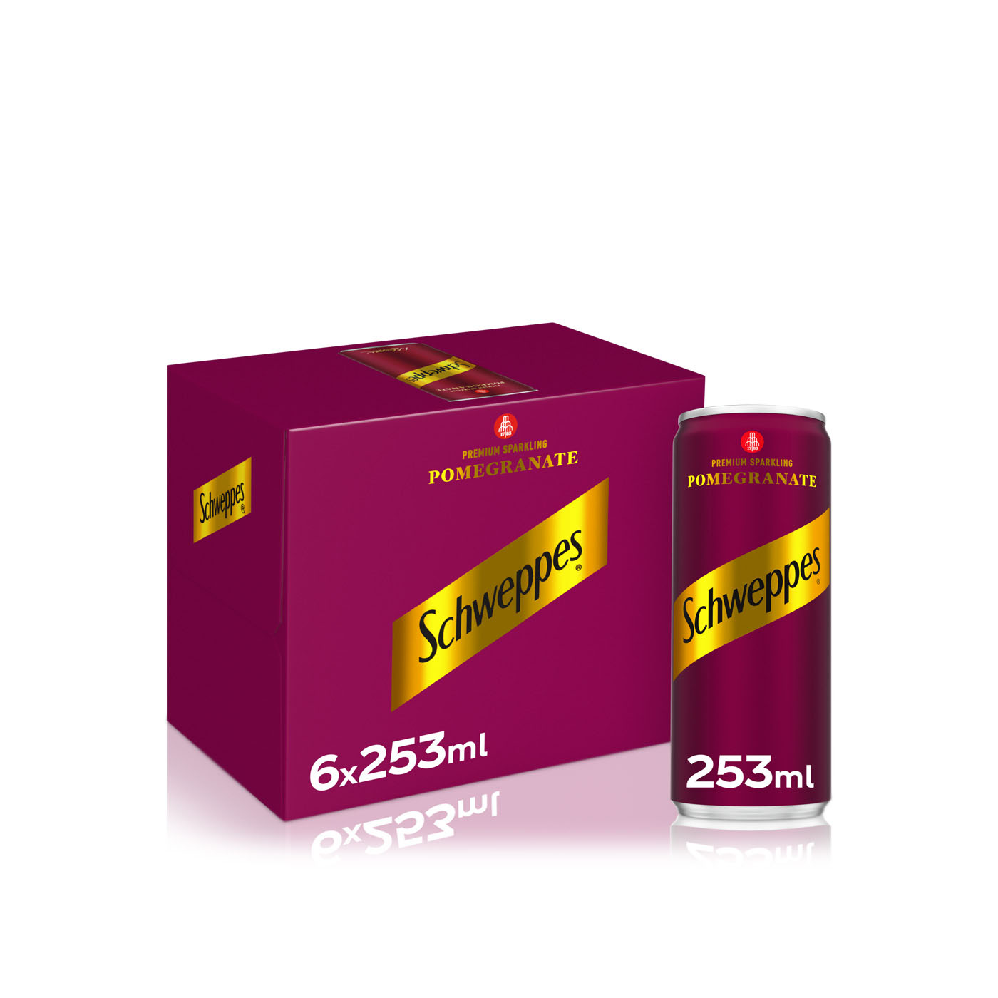 Schweppes Pomegranate Premium Sparkling Drink 253ml x 6