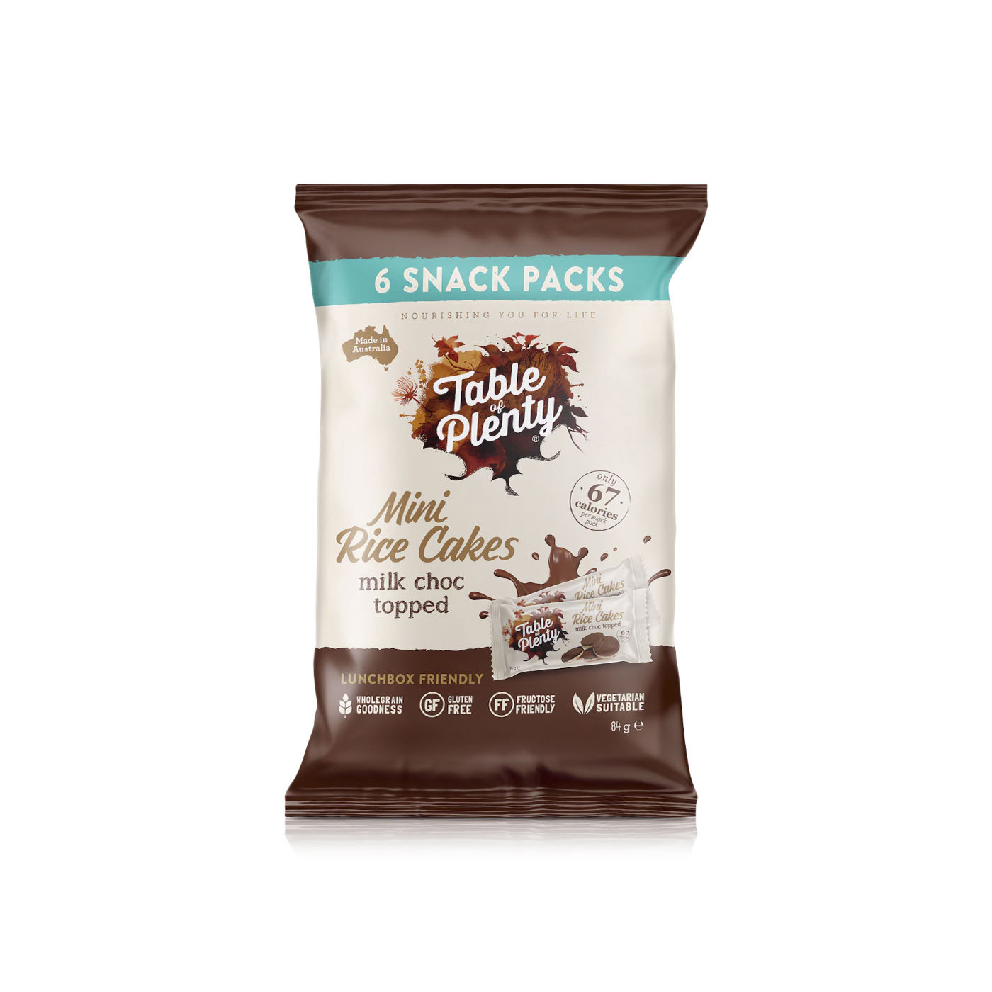 Table Of Plenty Gluten Free Mini Rice Cakes Milk Chocolate Snack Packs 84g x 6