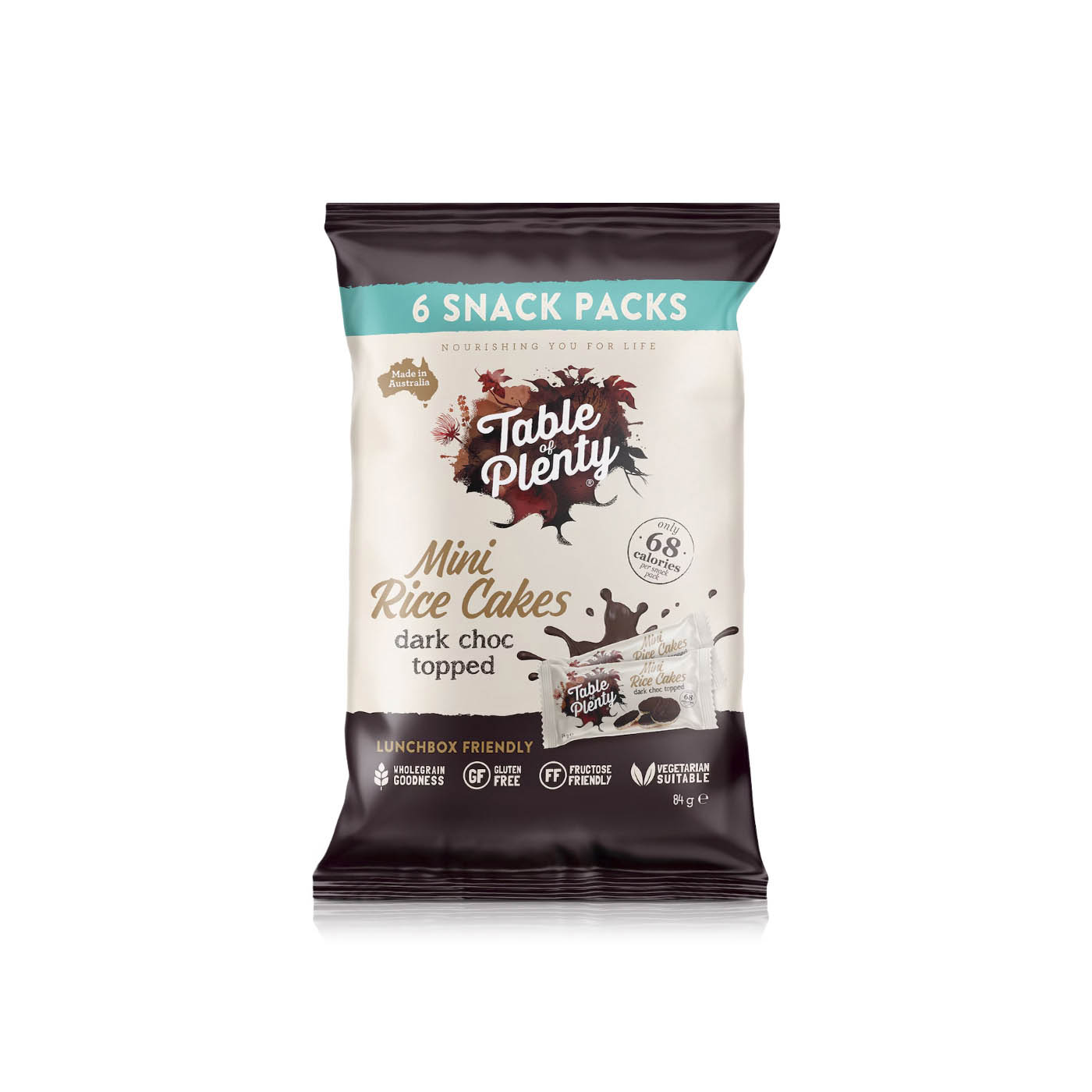 Table Of Plenty Gluten Free Dark Chocolate Mini Rice Cakes 84g x 6