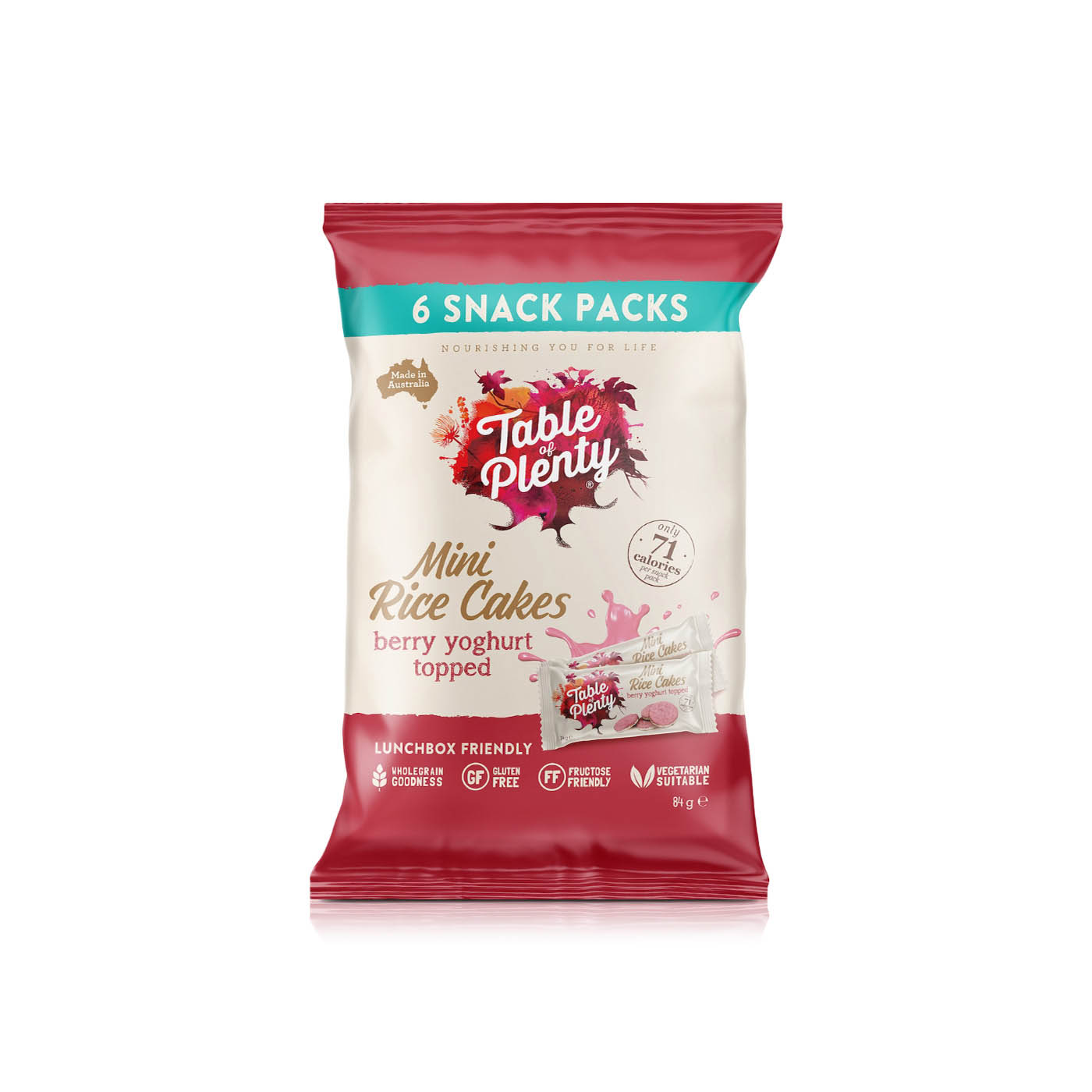 Table Of Plenty Mini Rice Cakes Berry Yoghurt Topped 6 Pack 84g