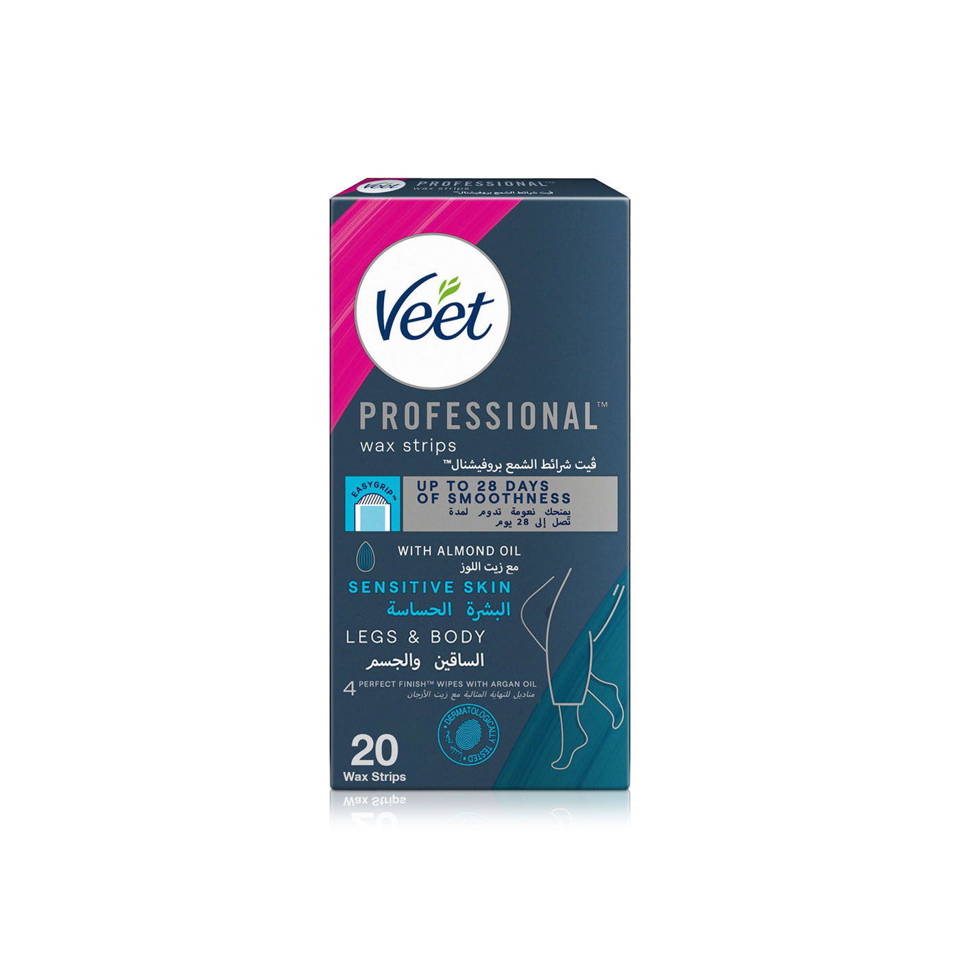 Veet Professional Hair Removal Wax Strips for Sensitive Skin Legs & Body x 20