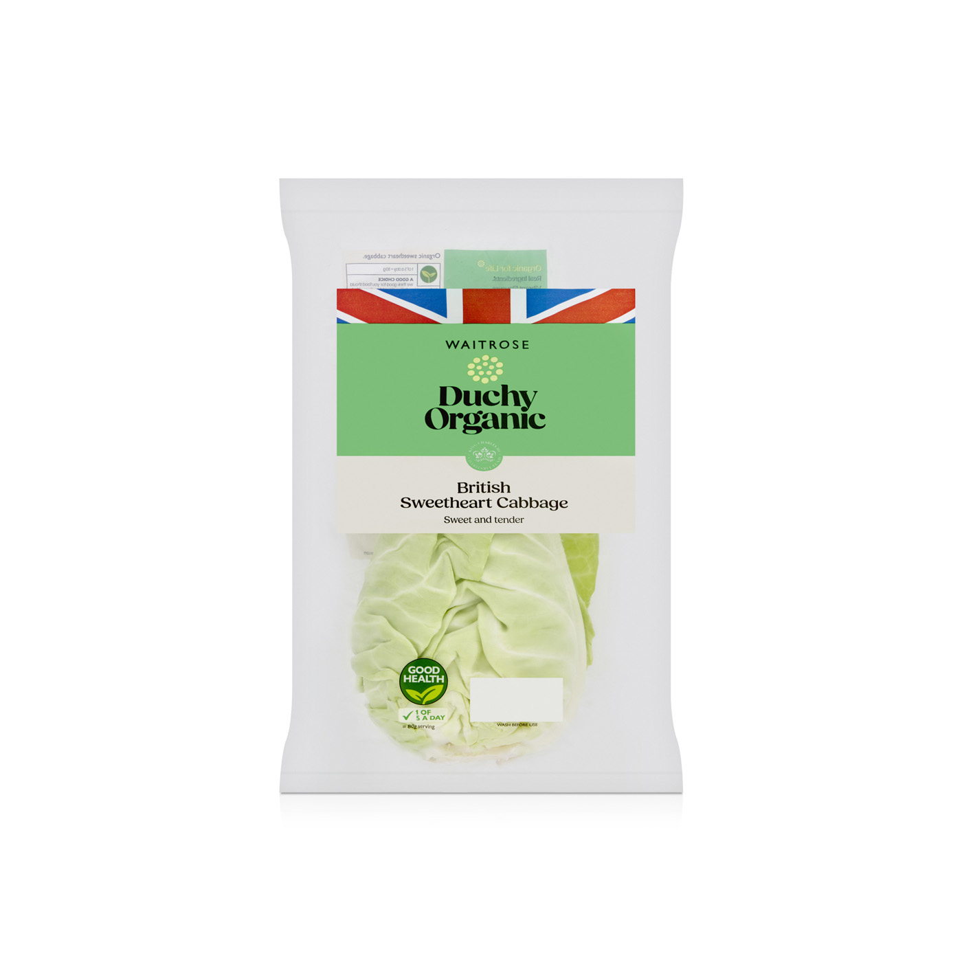 Waitrose Organic Pointed Cabbage 500g