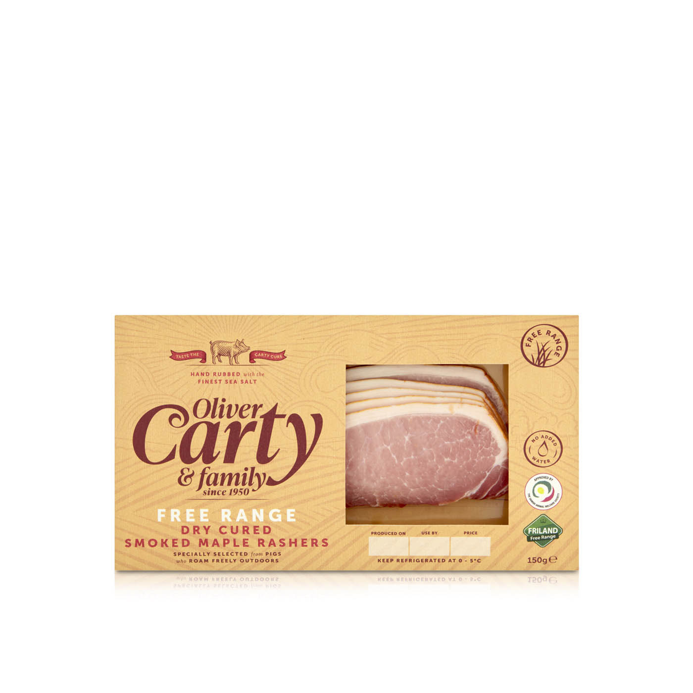 Oliver Carty Pork Smoked Maple Back Bacon Rasher 150g