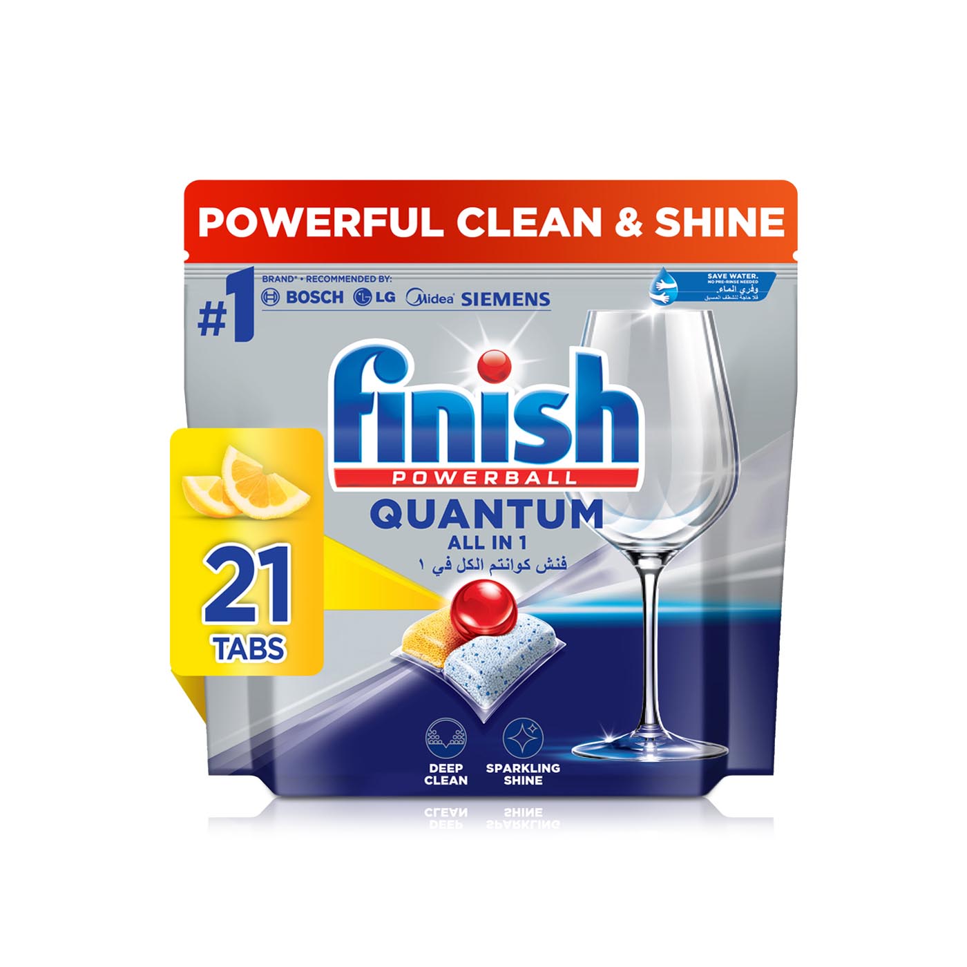 Finish Quantum Lemon Sparkle Scent All in 1 Dishwasher Tablets x 21