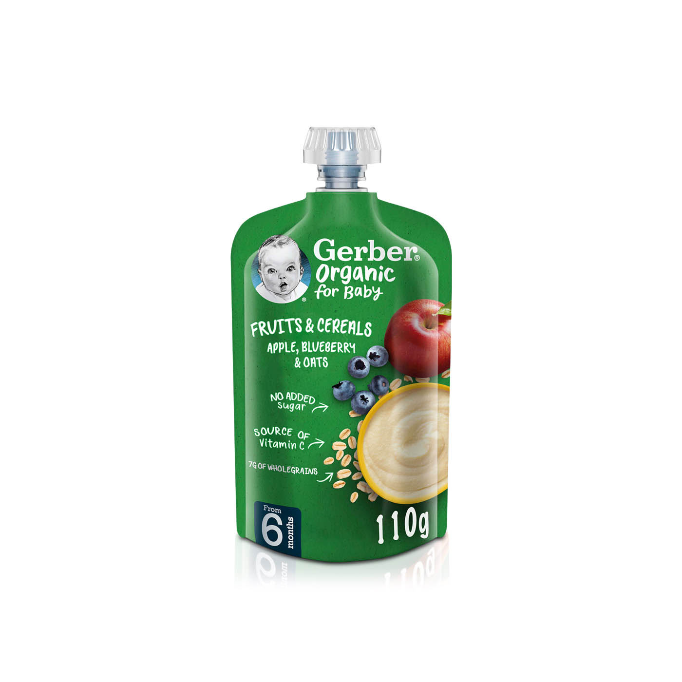 Nestle Gerber Organic Apple Blueberry & Oats Baby Food 110g (6 Months)