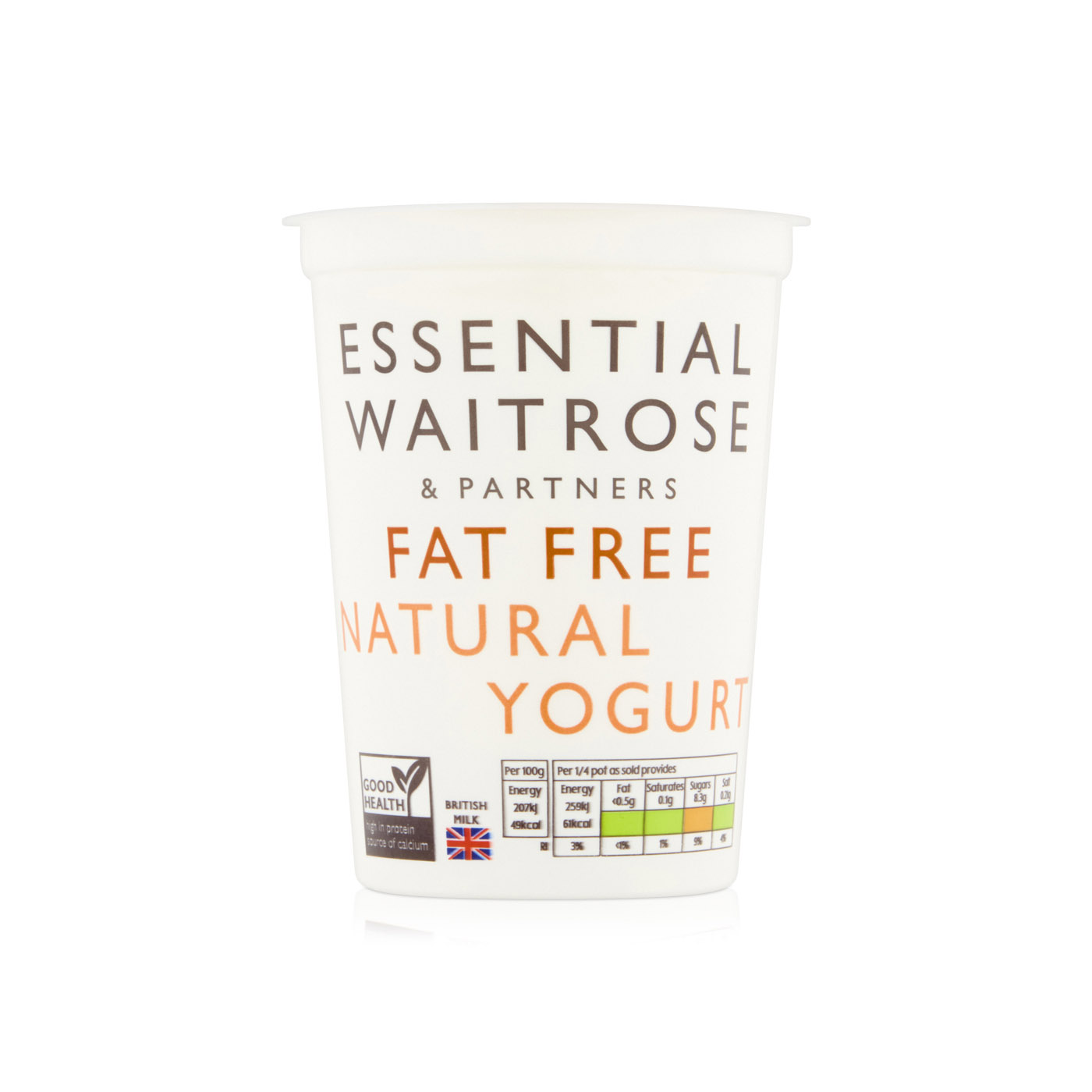 Waitrose Essential Natural Fat-Free Yoghurt 500g