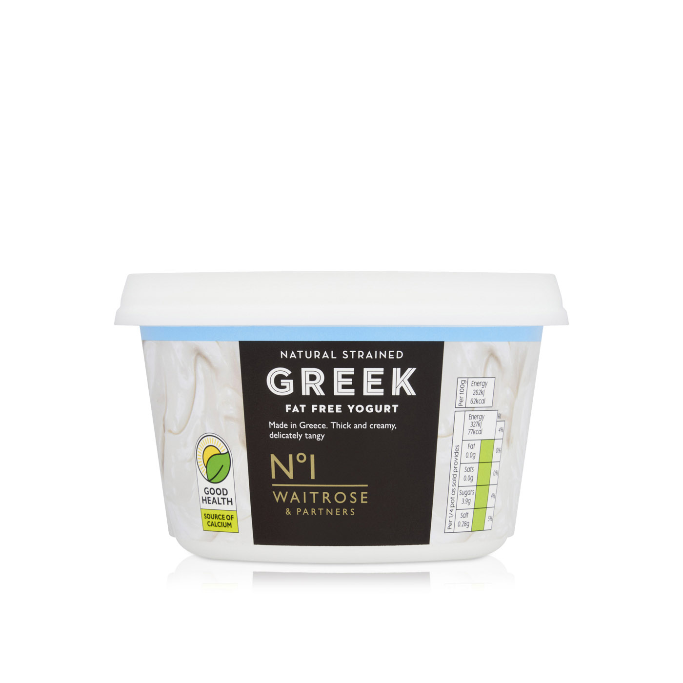 Waitrose No.1 Fat Free Greek Natural Strained Yogurt 500g
