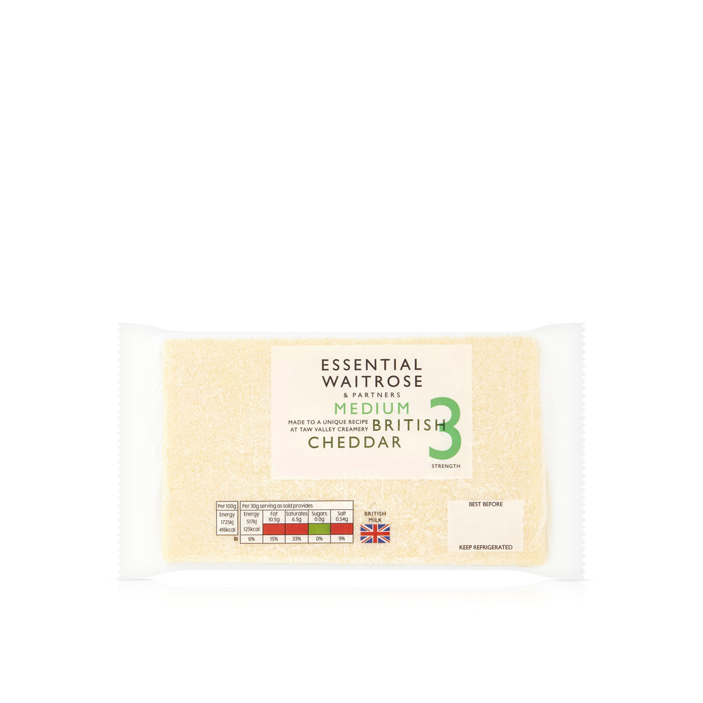 Waitrose Essential Medium British Cheddar Strength 3 350g