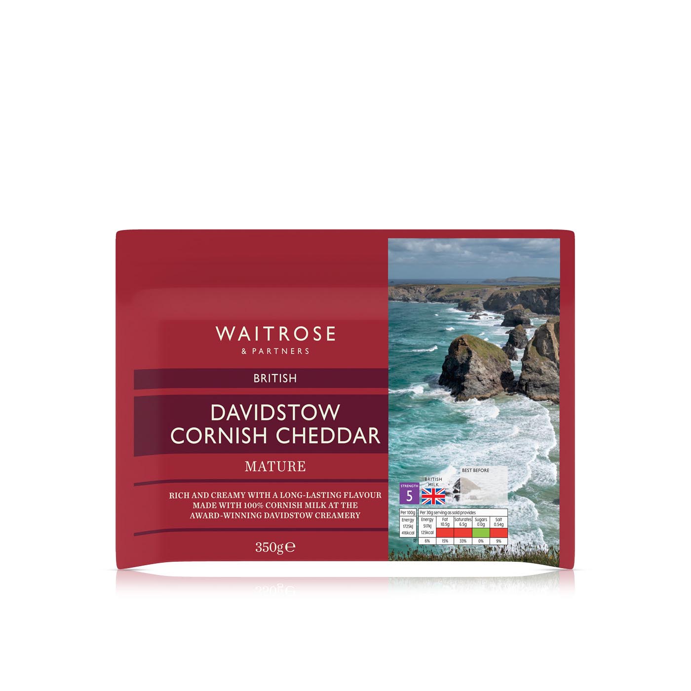 Waitrose Davidstow Cornish Cheddar Mature Strength 5 350g