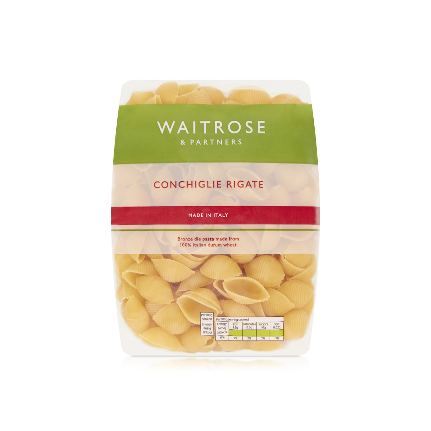 Waitrose Conchiglie Rigate Pasta 500G
