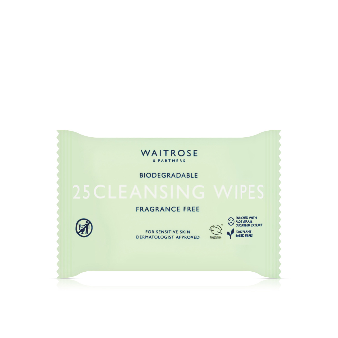 Waitrose Biodegradable Fragrance Free Cleansing Wipes x 25