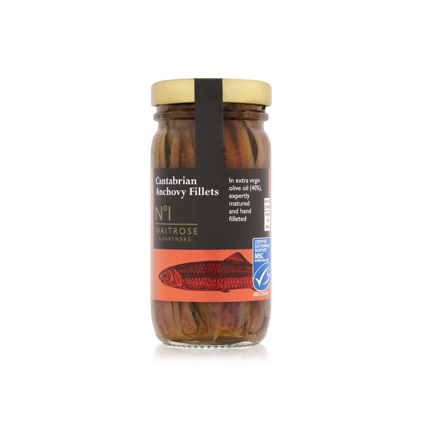 Waitrose No1 Cantabrian Anchovy Fillets in Extra Virgin Olive Oil 100g
