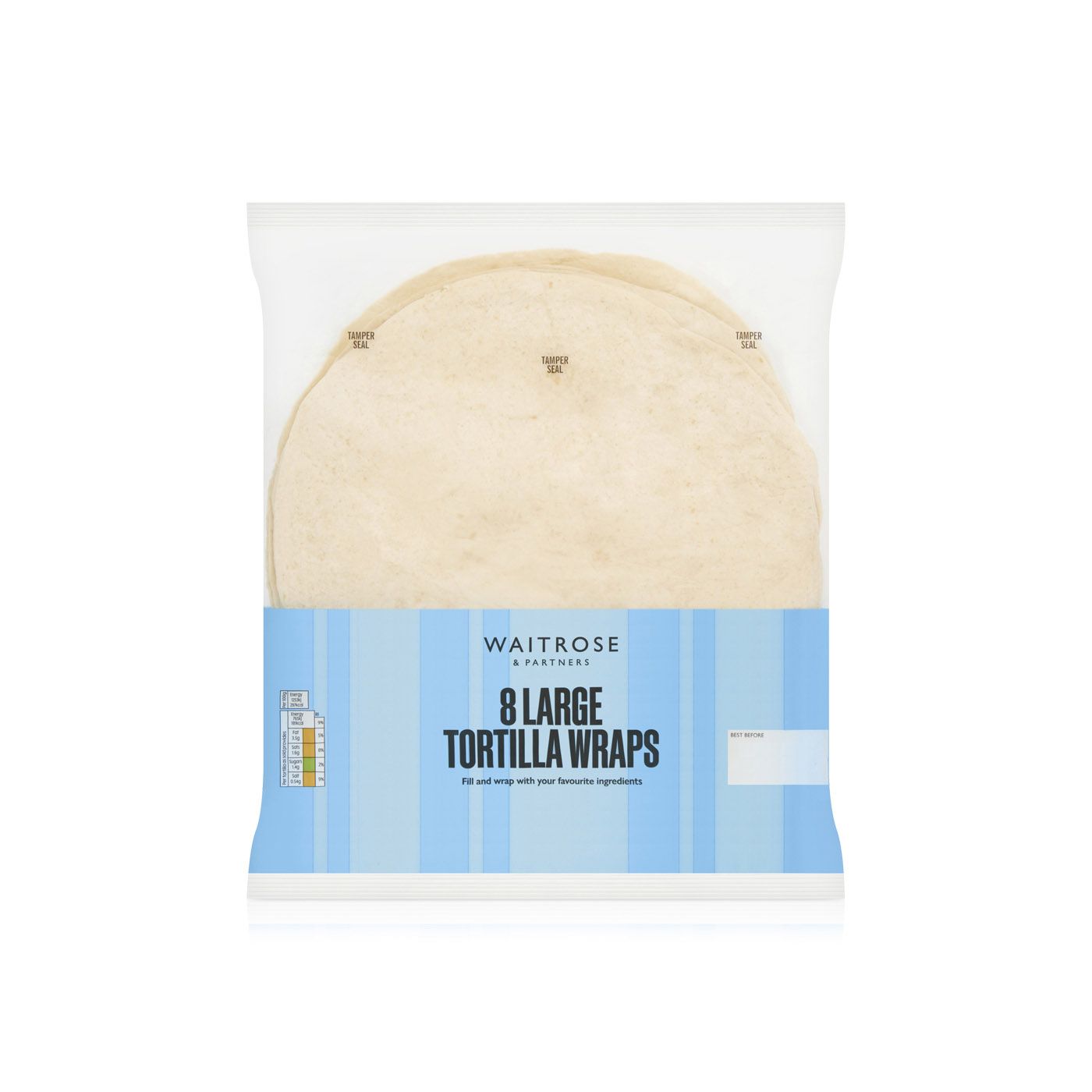Waitrose Plain Tortilla Wraps 490g