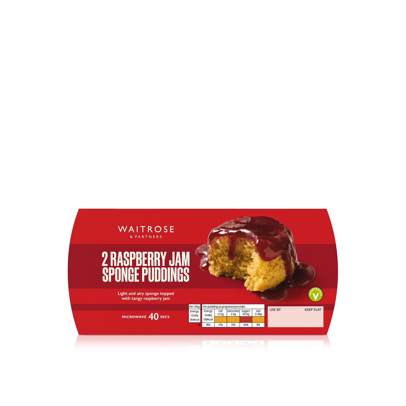 Waitrose Raspberry Jam Sponge Pudding 225g x 2