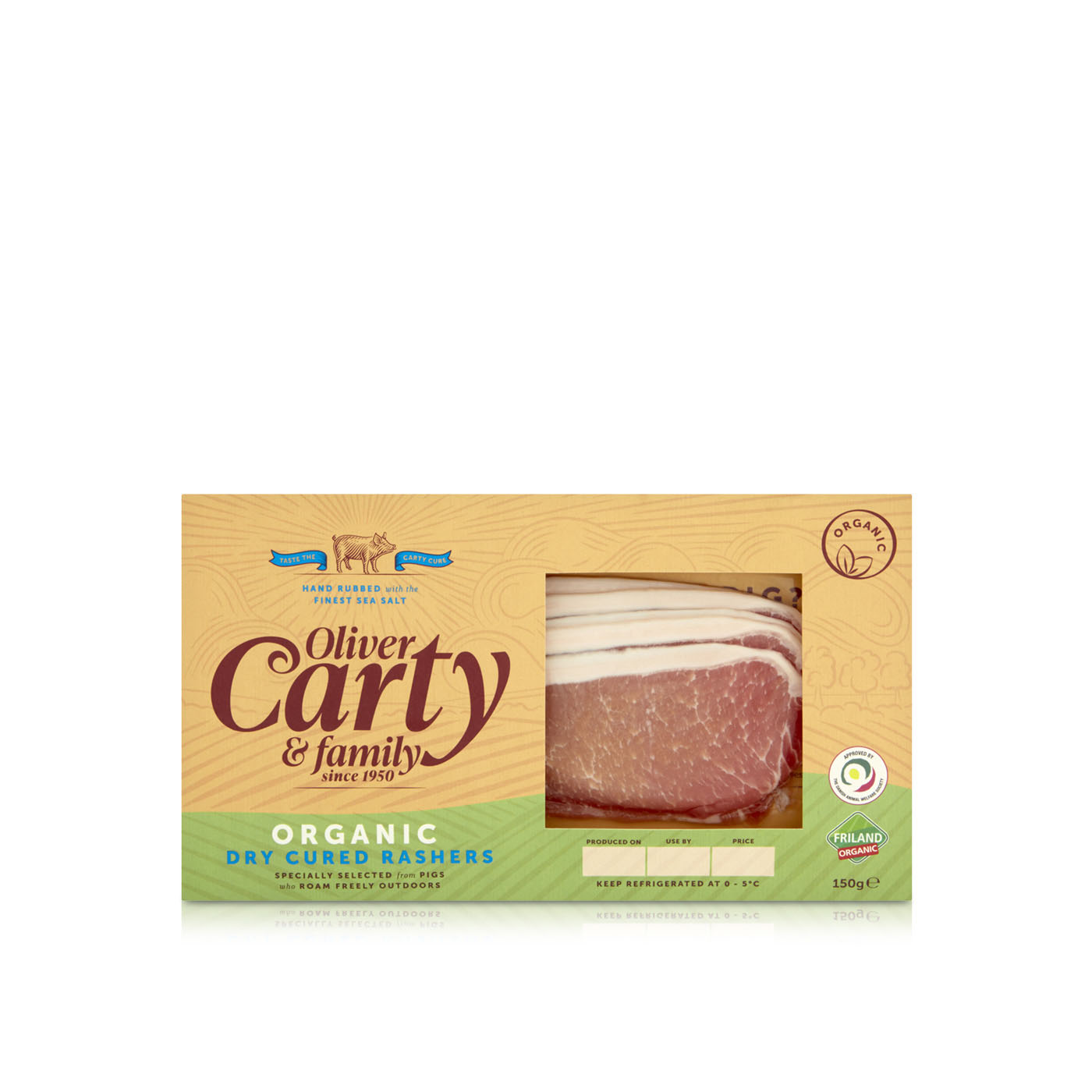 Oliver Carty Organic Dry Cured Pork Back Rasher 150g