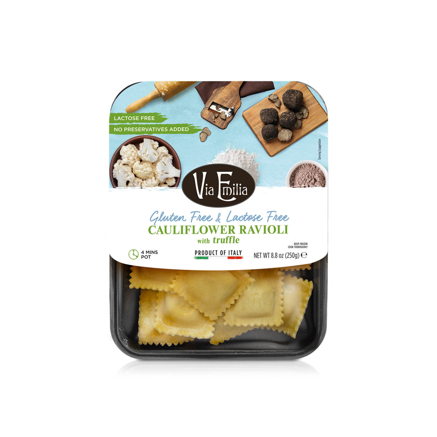 Via Emilia Frozen Gluten Free Cauliflower Ravioli with Truffle 250g