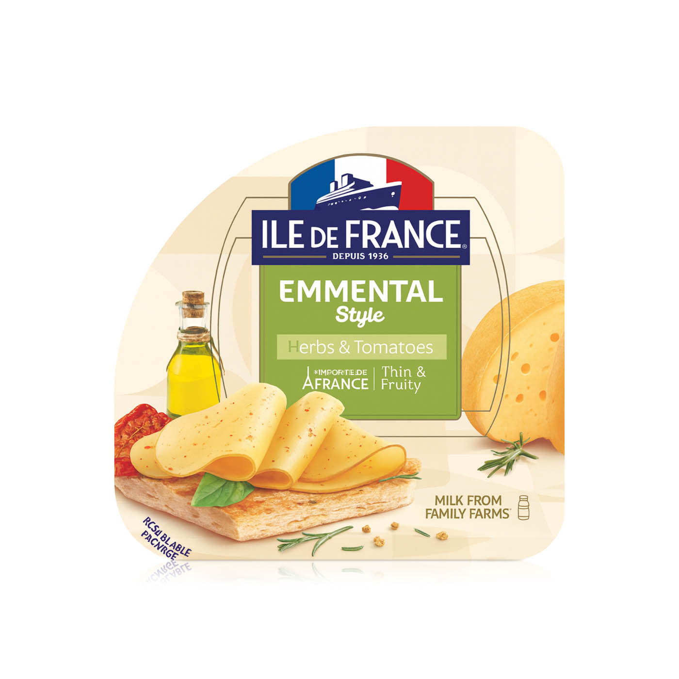 Ile de France Herbs and Tomatoes Emmental Slices 150g