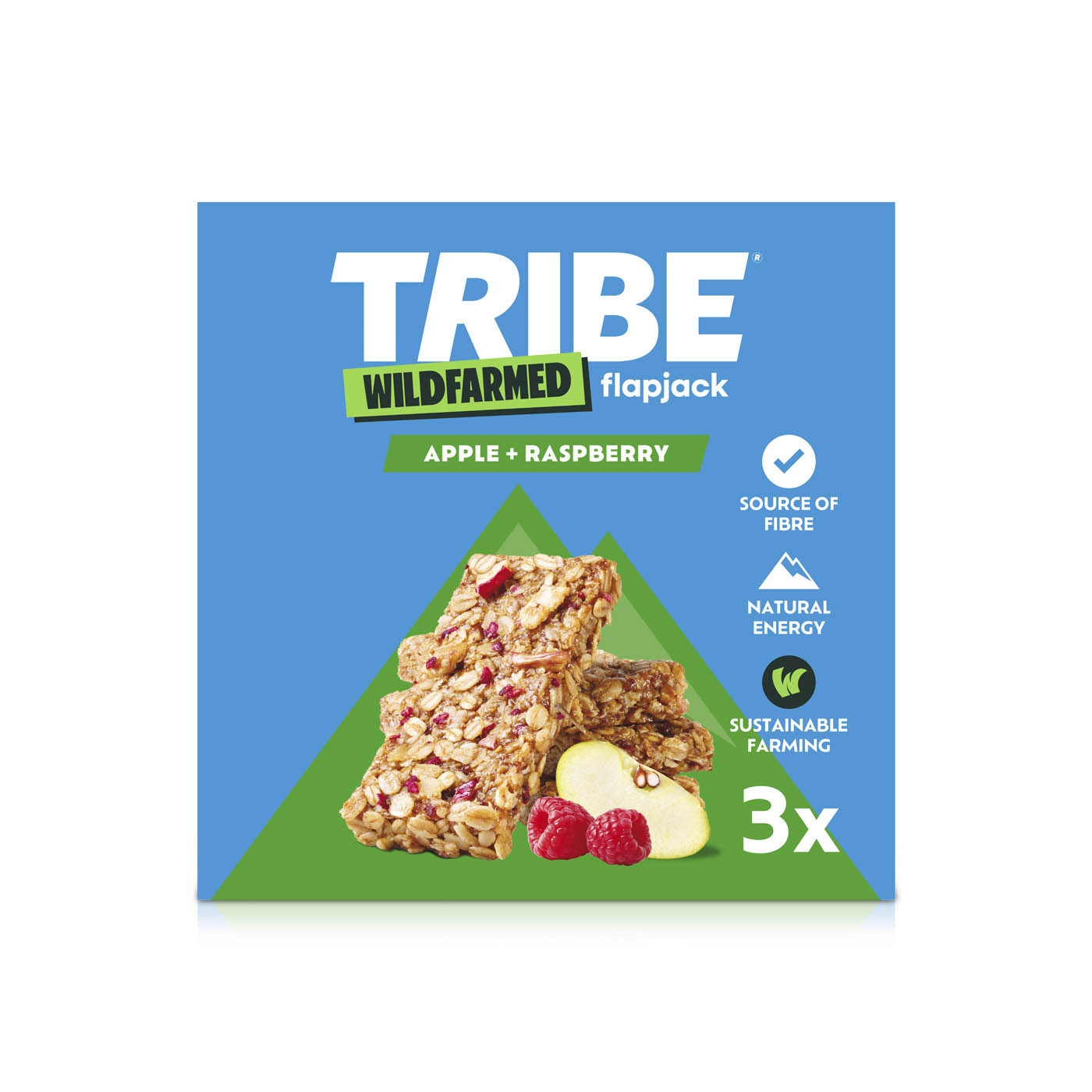 Tribe Wildfarmed Flapjack Apple & Raspberry 3x50g