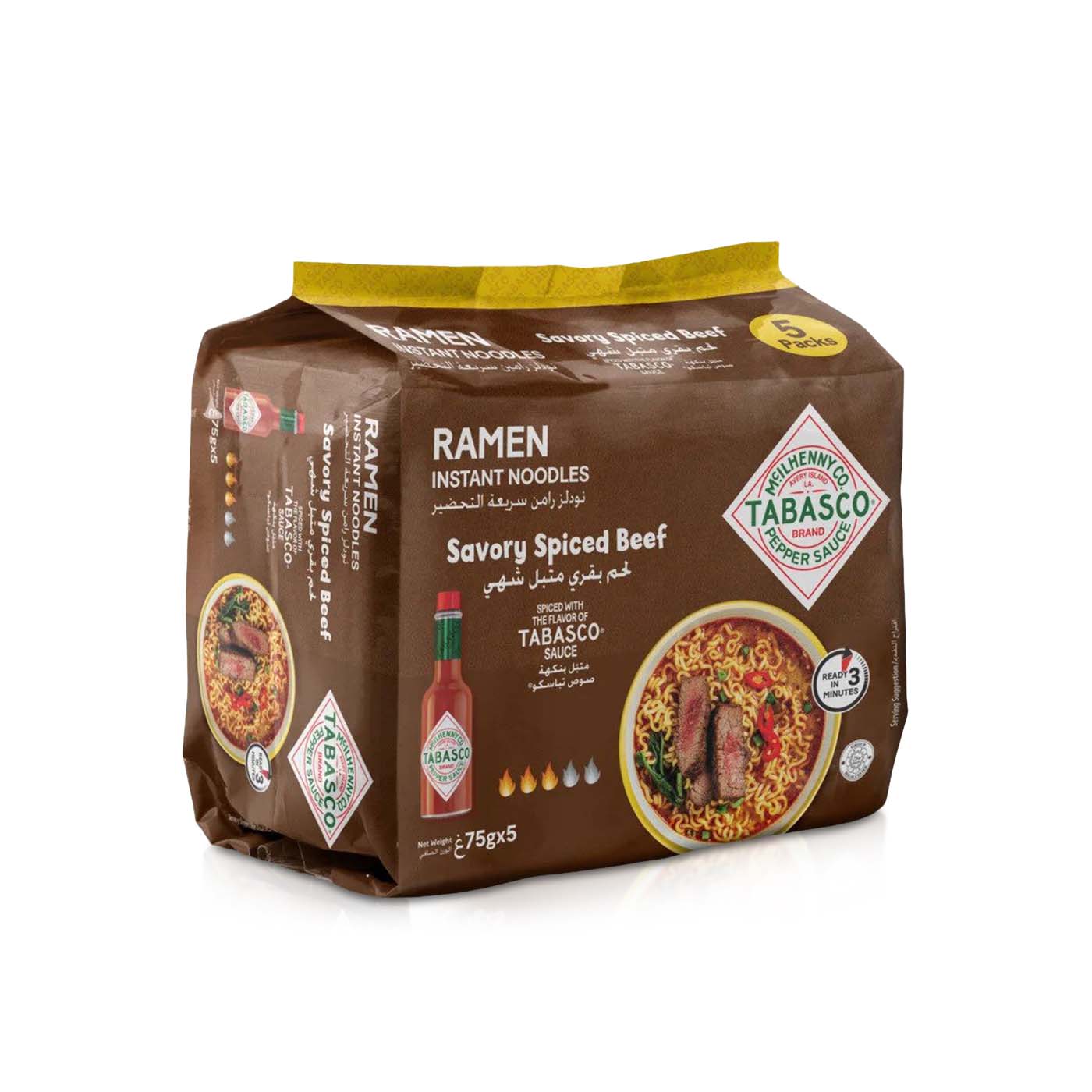 Tabasco Instant Ramen Noodles Savory Spiced Beef 75g x 5