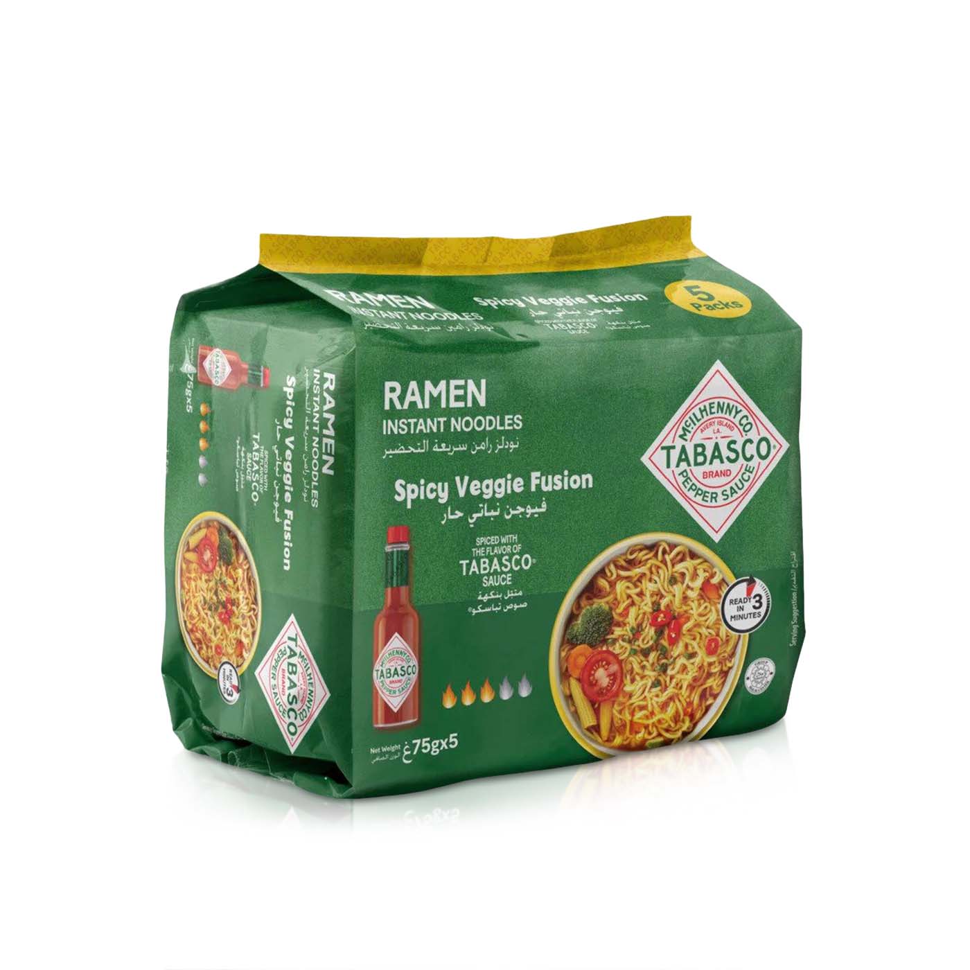 Tabasco Instant Ramen Noodles Spicy Veg 75g x 5