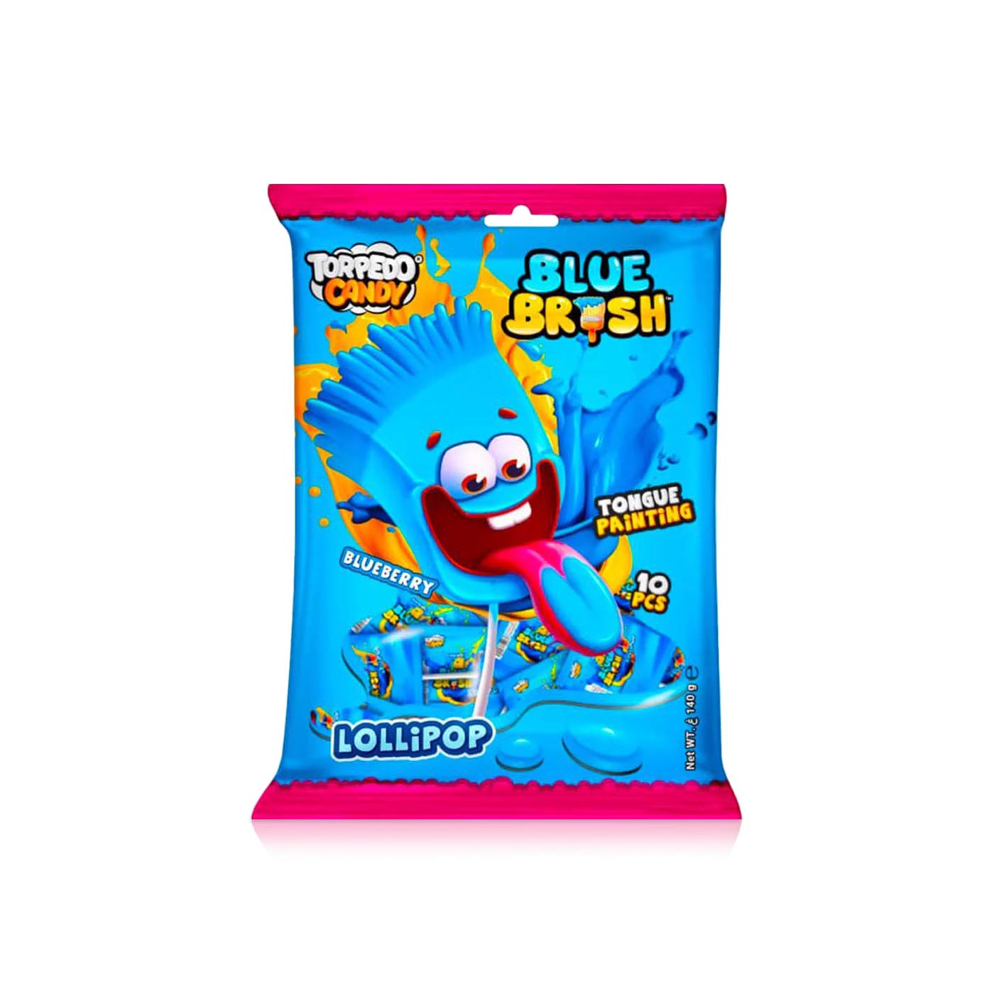 Torpedo Blue Brush Lollipop Bag 140g
