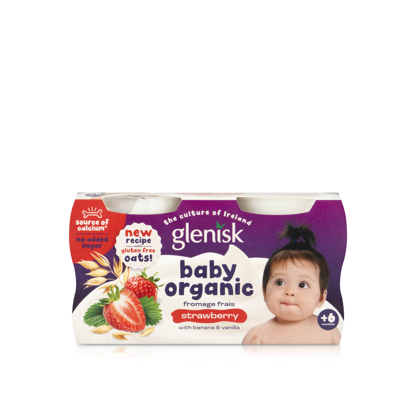 Glenisk Baby Organic Yoghurt Strawberry 4x60g (6m+)